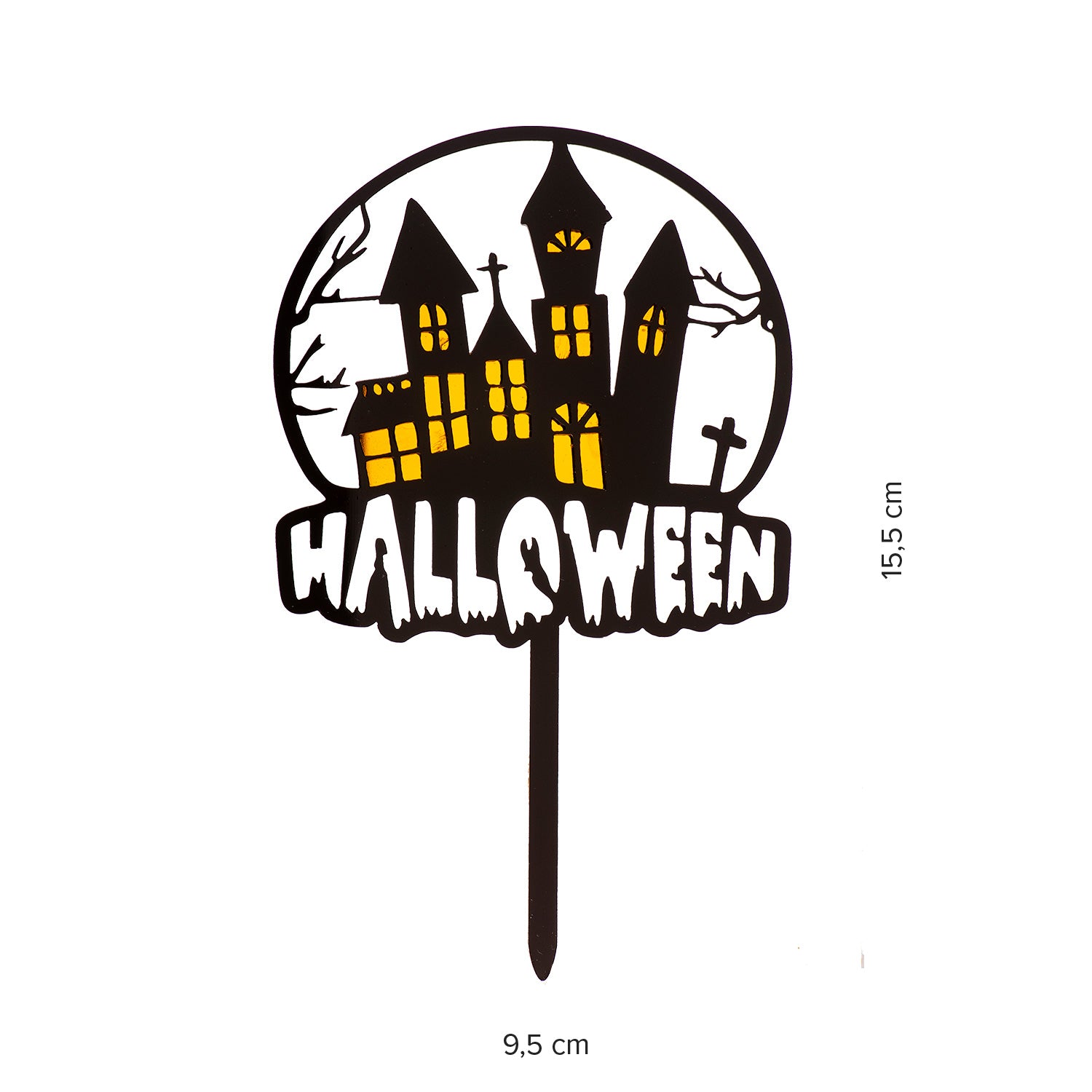 CAKE TOPPER HALLOWEEN CASA ENCANTADA 2 COLORES 15,5X9,5CM