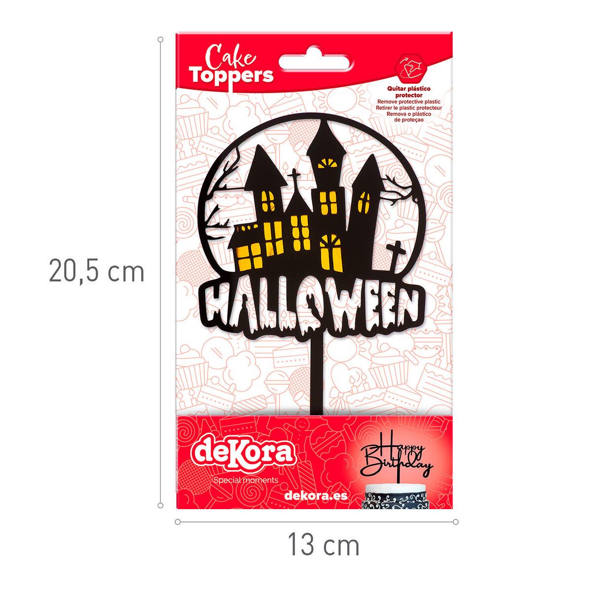 CAKE TOPPER HALLOWEEN CASA ENCANTADA 2 COLORES 15,5X9,5CM