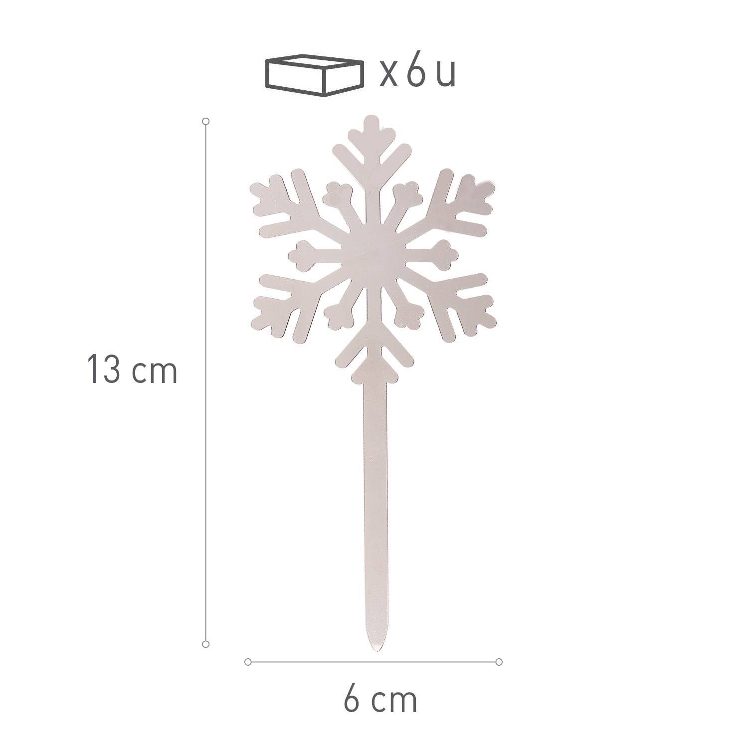 CAKE TOPPER SNOWFLAKE SILVER 13X6CM