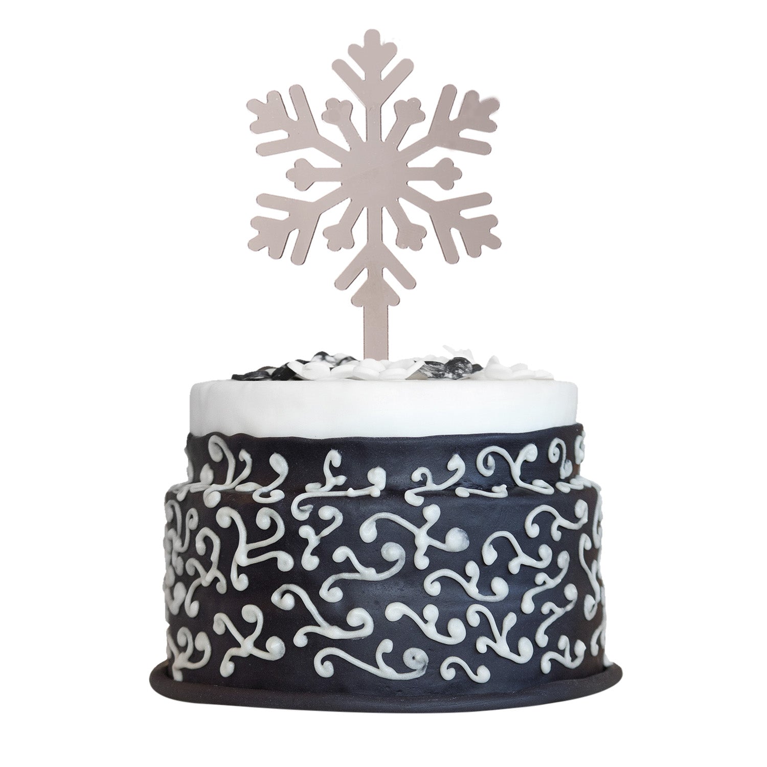 CAKE TOPPER SNOWFLAKE SILVER 13X6CM