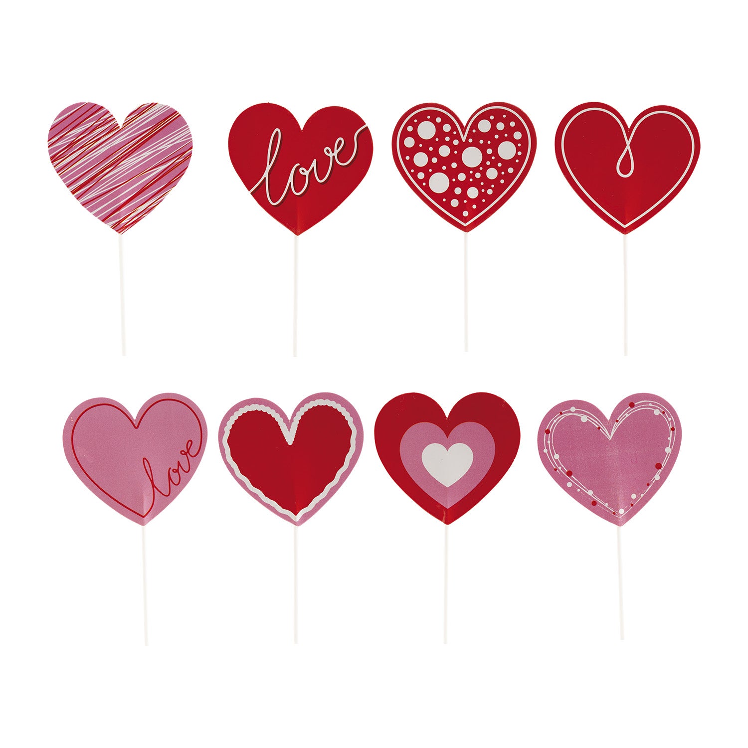 CAKE TOPPERS PAPEL CORAZONES 8 UNIDADES