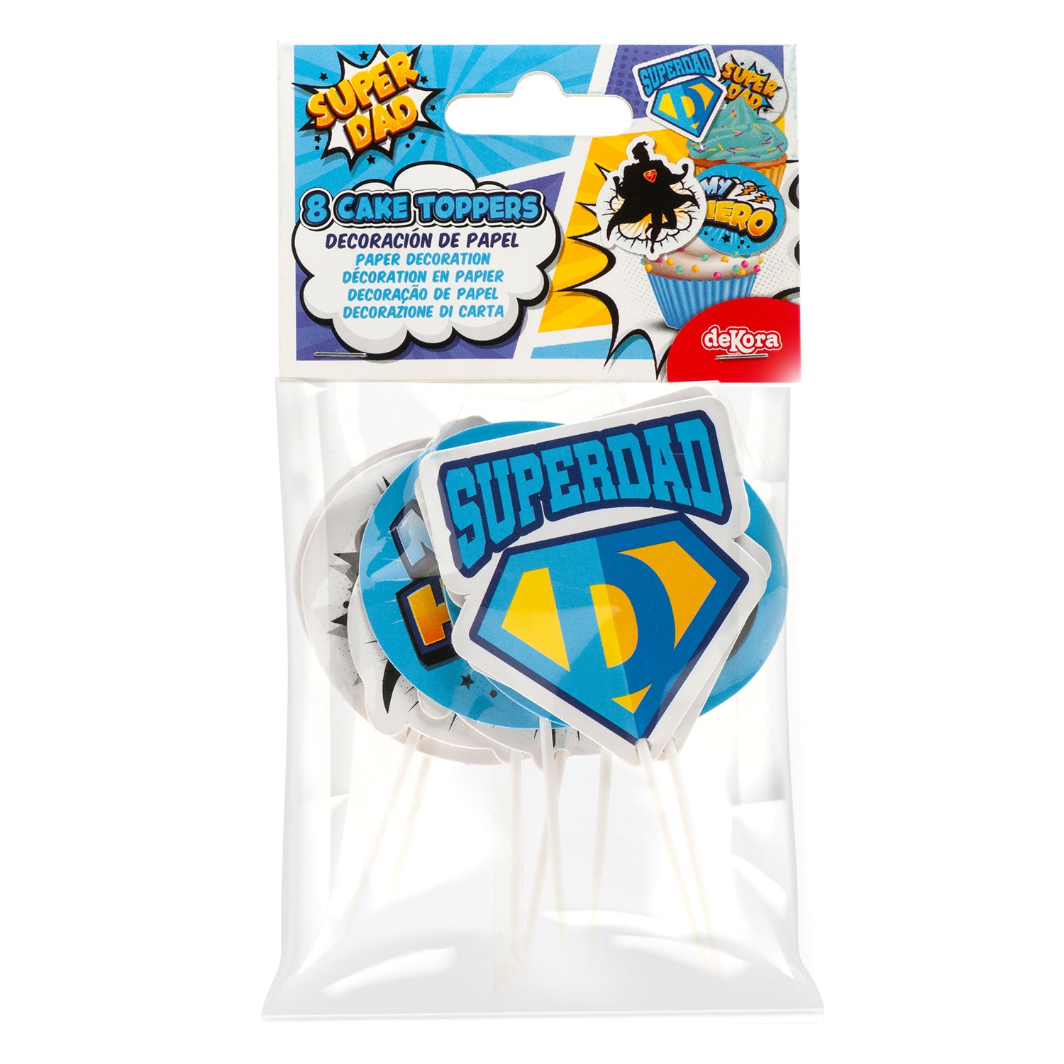 PAPER CAKE TOPPERS SUPERDAD 4 MODELS 8 UNITS