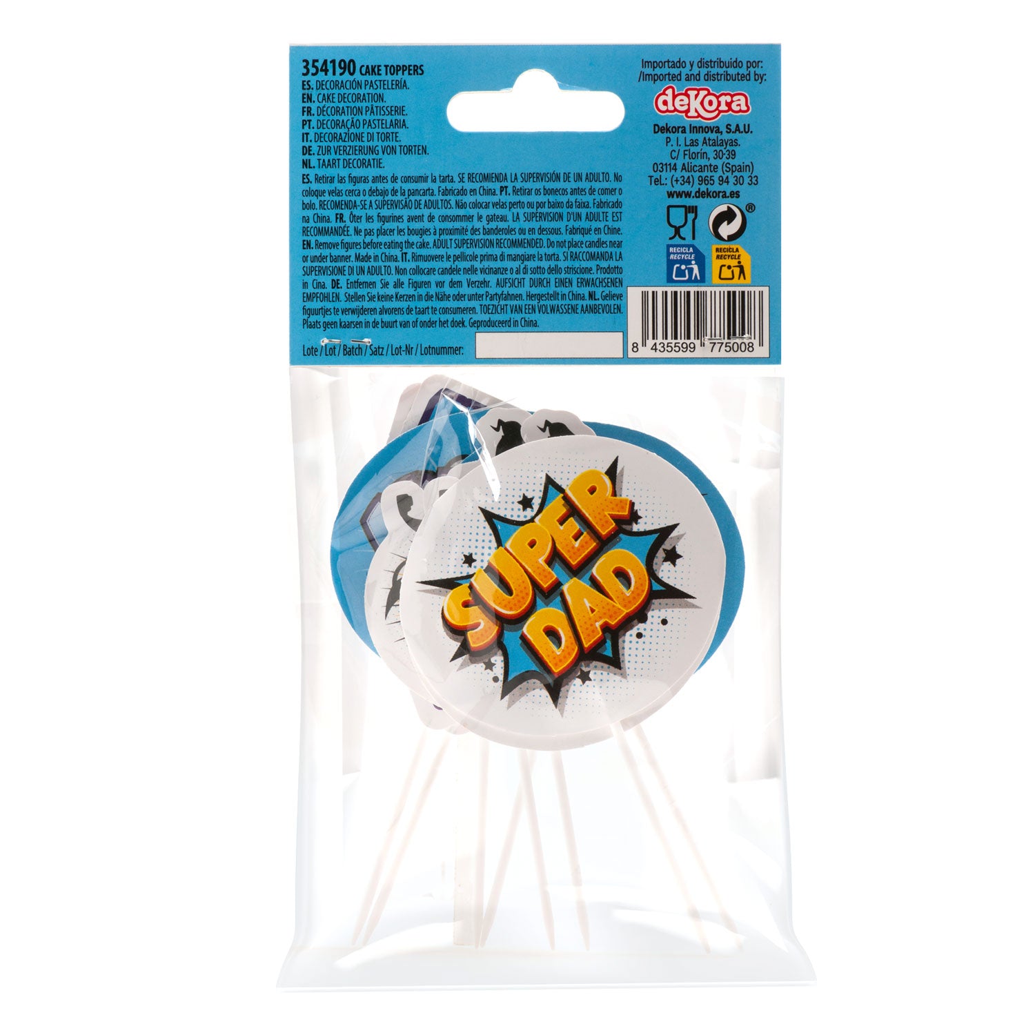 CAKE TOPPERS PAPEL SUPERDAD 4 MODELOS 8 UNIDADES