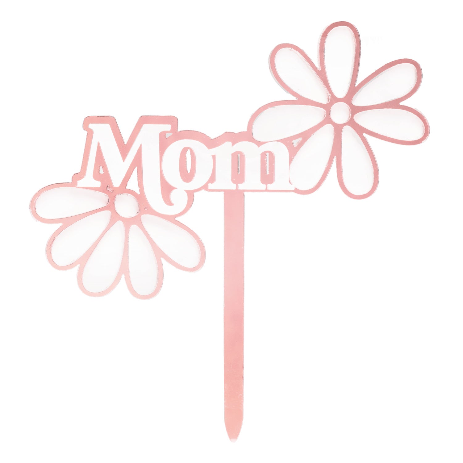 CAKE TOPPER MOM CON FLORES ROSA 11.8X11.1CM