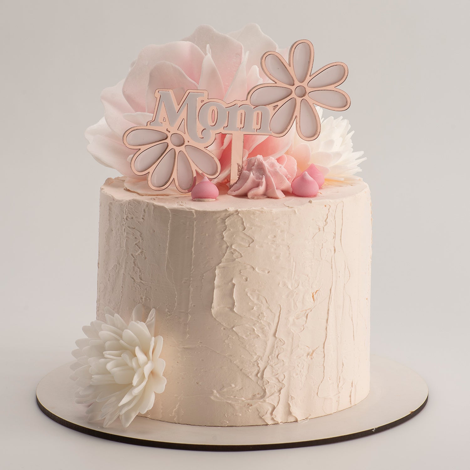 CAKE TOPPER MOM CON FLORES ROSA 11.8X11.1CM