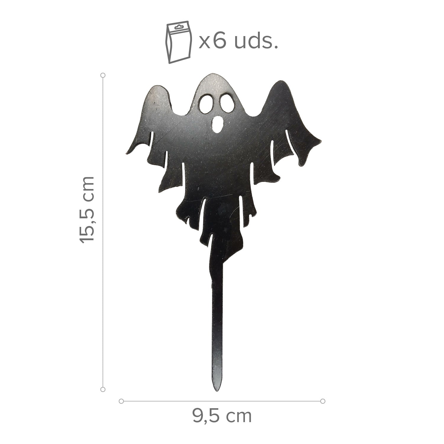 CAKE TOPPER FANTASMA NEGRO10X16CM