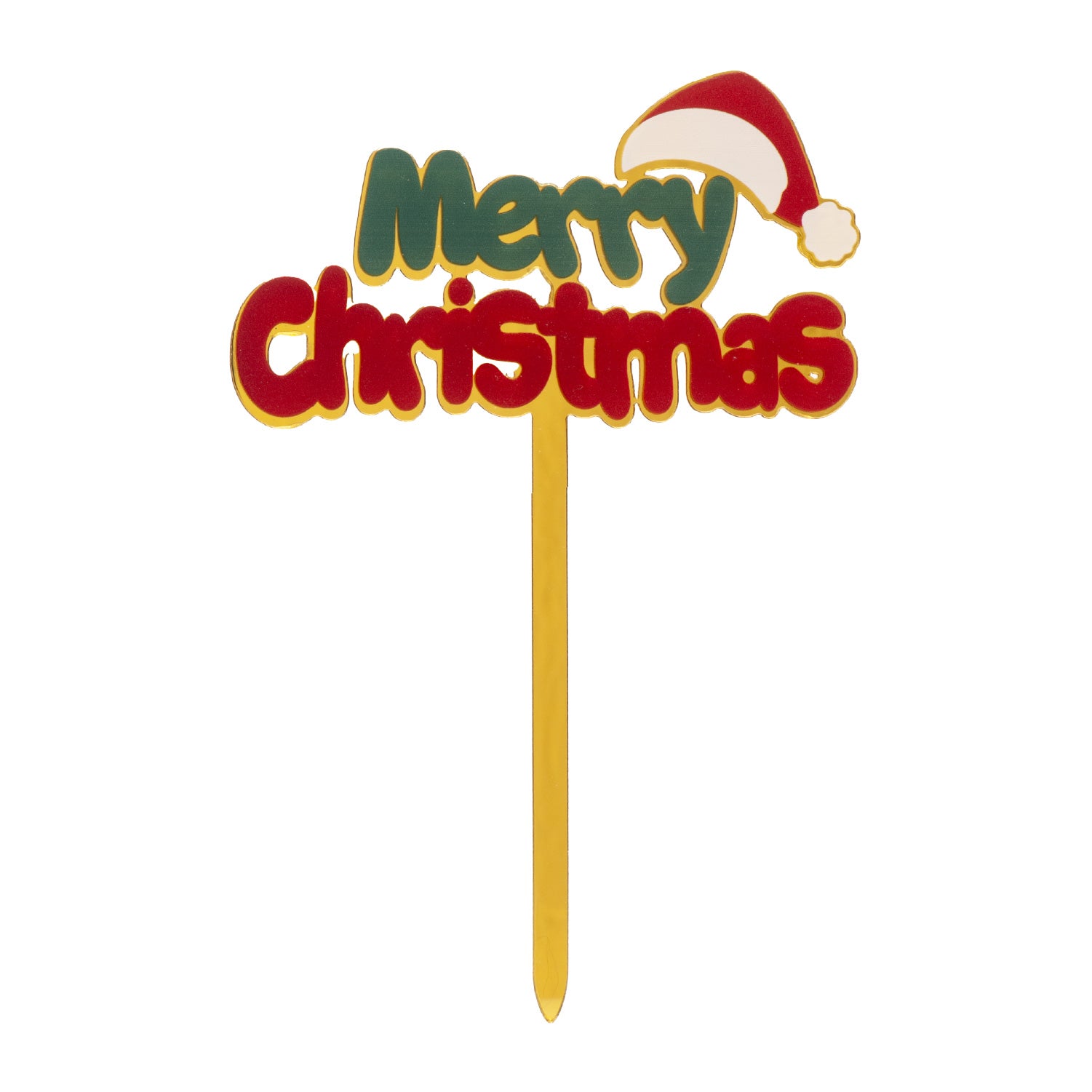 CAKE TOPPER MERRY CHRISTMAS GORRO NAVIDAD DORADO 10X15MM