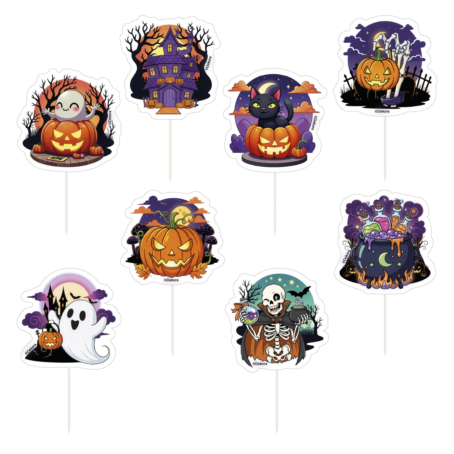 CAKE TOPPER PAPEL HALLOWEN 8 MODELOS 6X9CM 48UDS