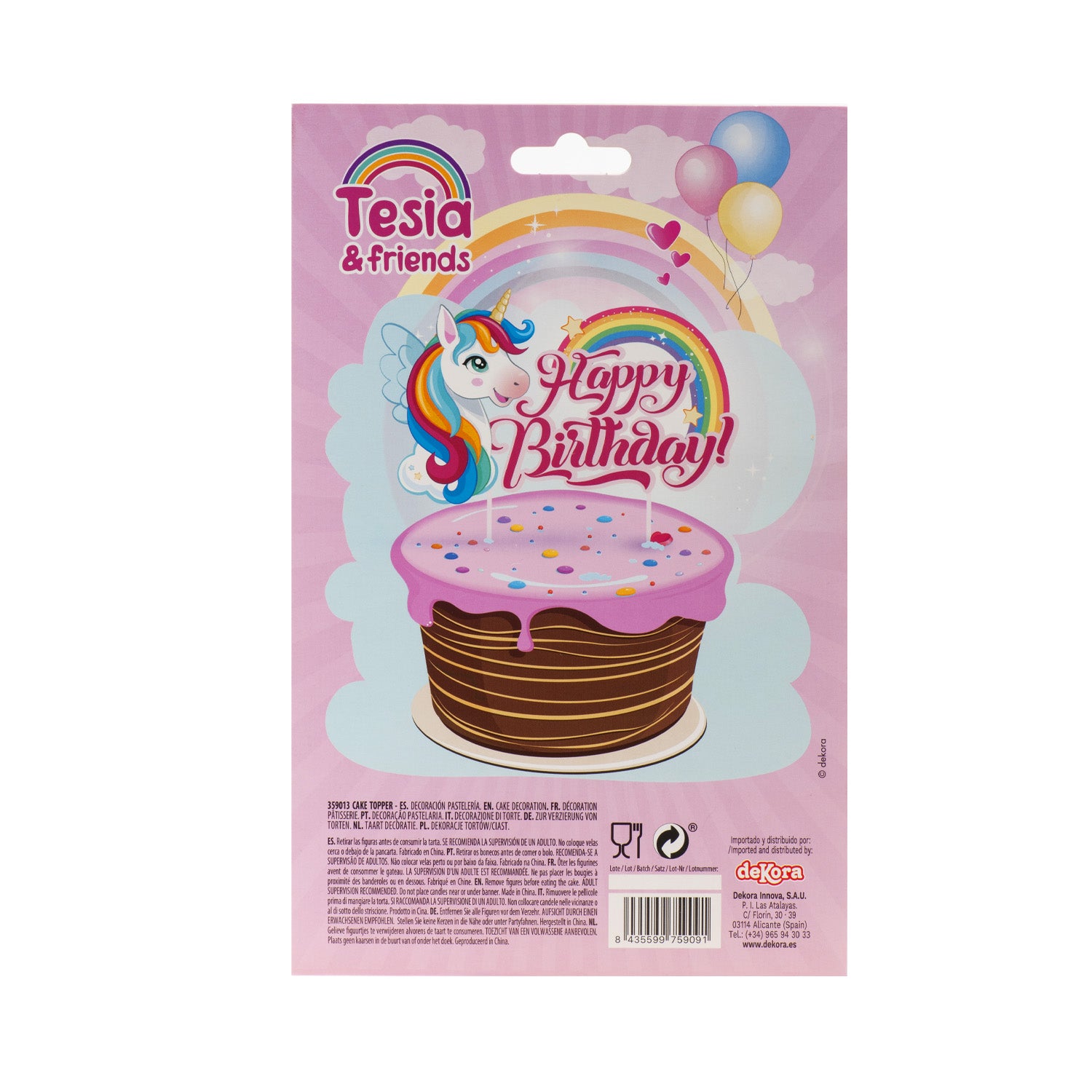 CAKE TOPPER PAPEL UNICORNIO 17.5X15CM