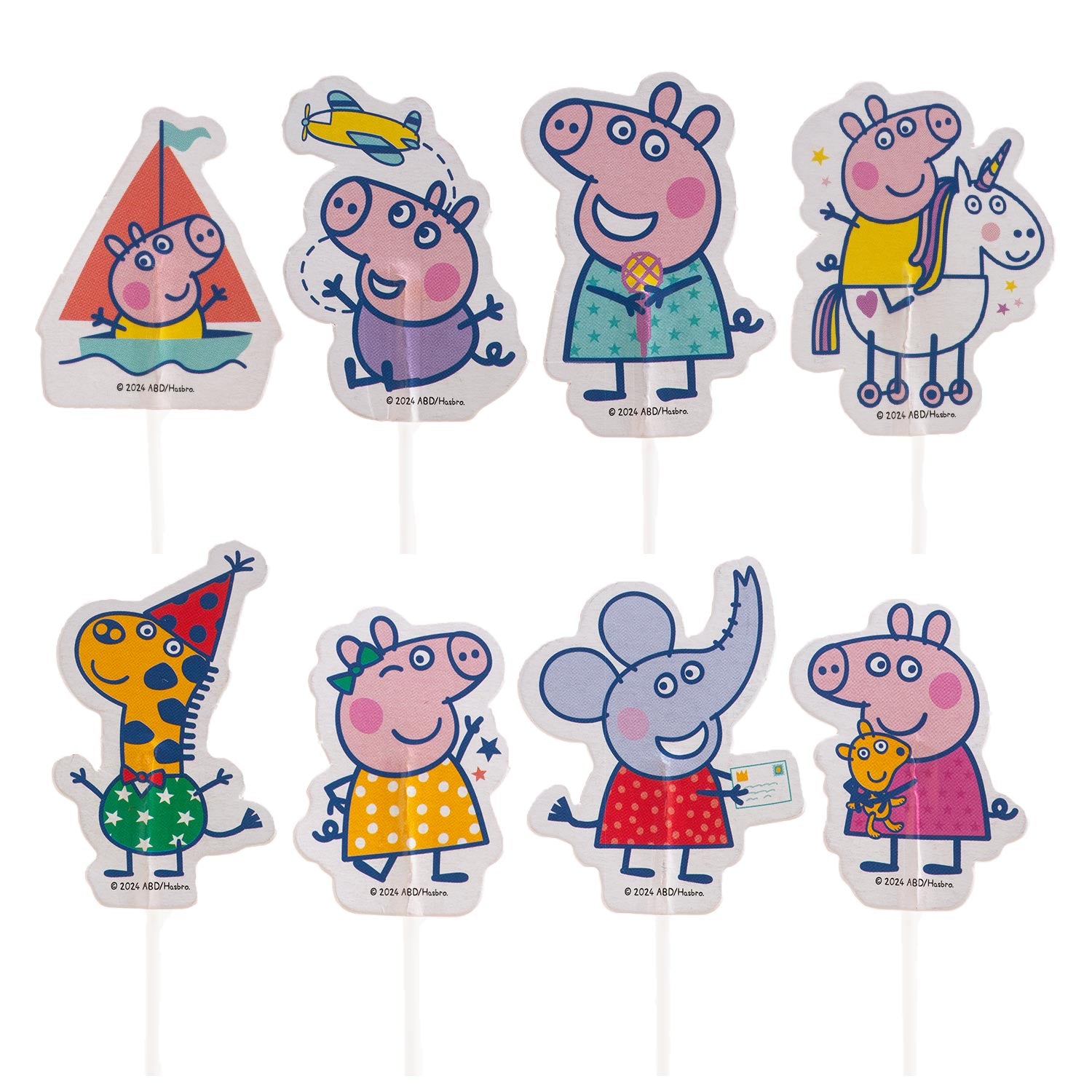 CAKE TOPPERS PAPEL PEPPA PIG 8 MODELOS 16 UNIDADES