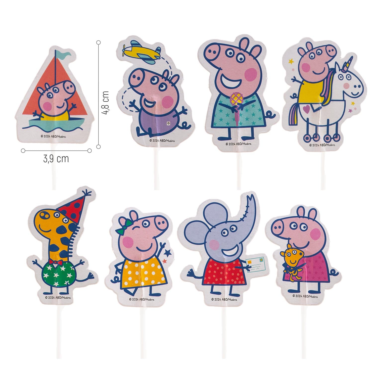 CAKE TOPPERS PAPEL PEPPA PIG 8 MODELOS 16 UNIDADES