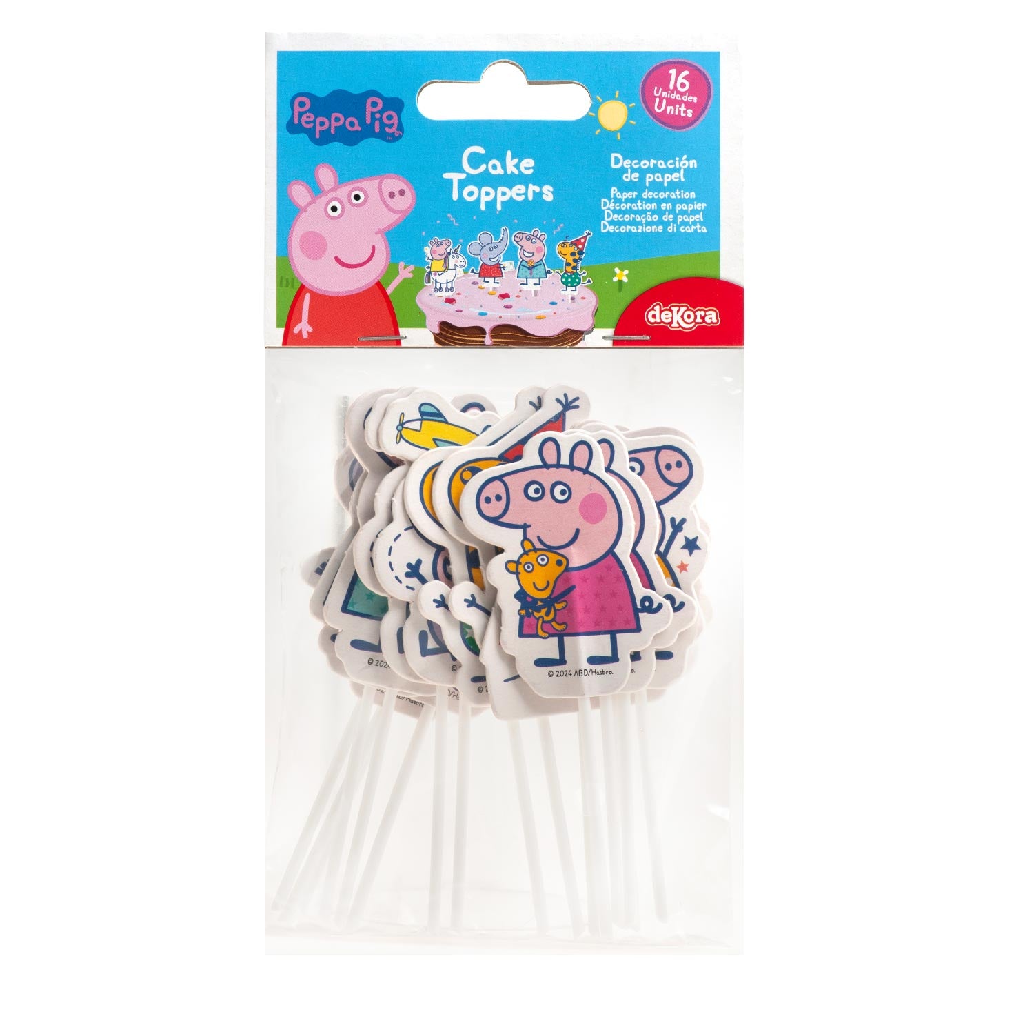 CAKE TOPPERS PAPEL PEPPA PIG 8 MODELOS 16 UNIDADES