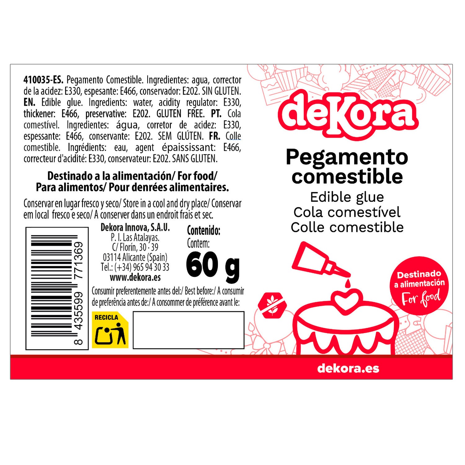 PEGAMENTO COMESTIBLE CAJA 9 BOTES X 60GR