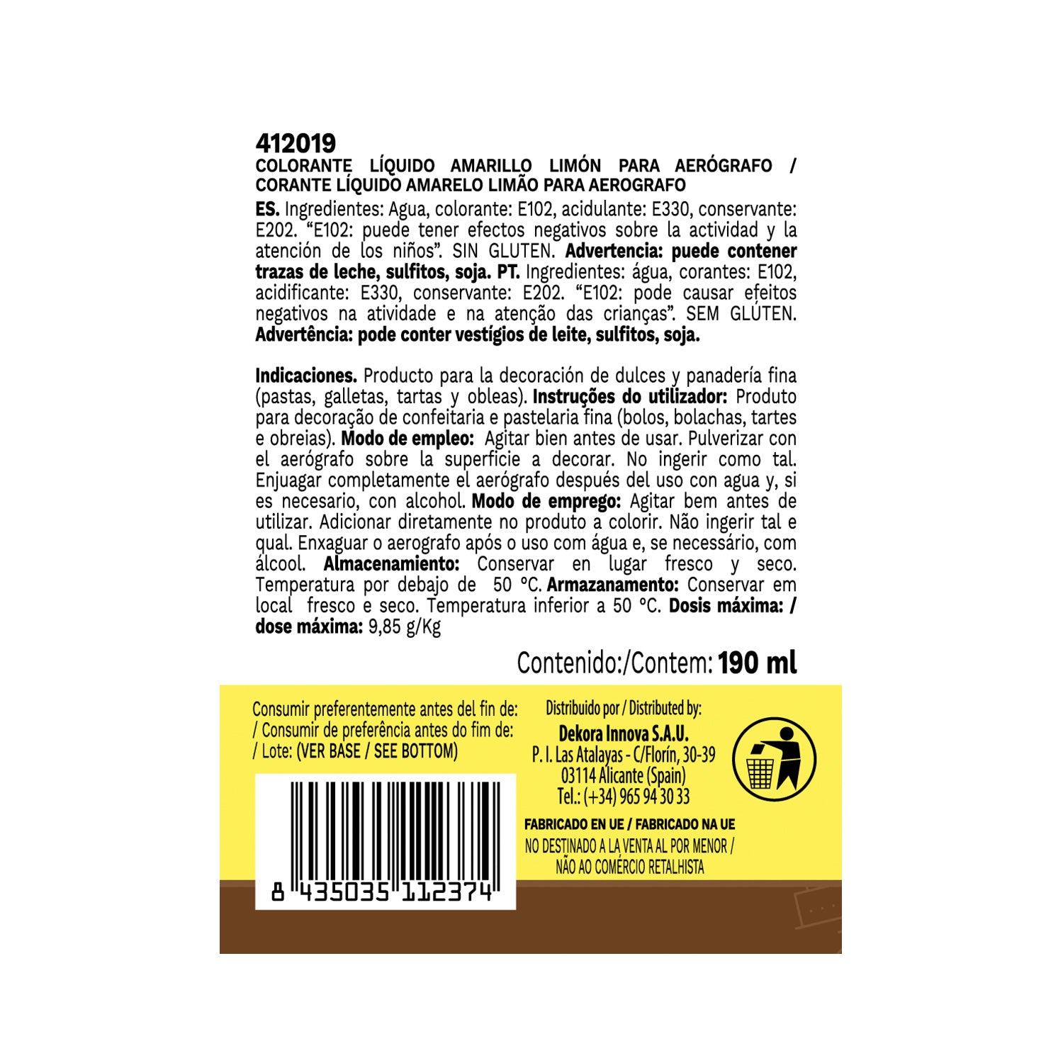 COLORANTE AMARILLO LIMON AEROGRAFO
