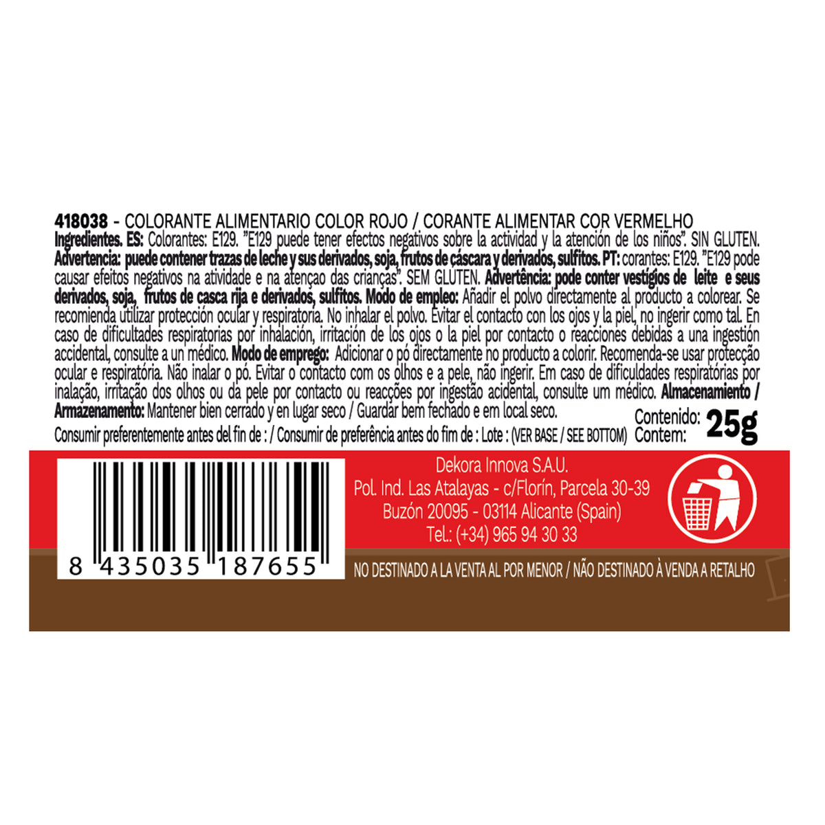 COLORANTE EN POLVO LIPOSOLUBLE ROJO 25G