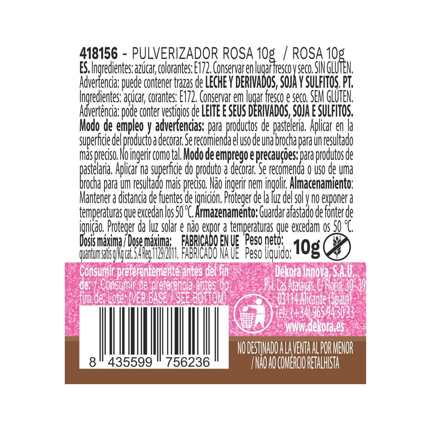 PULVERIZADOR ROSA EFECTO PERLADO 10G