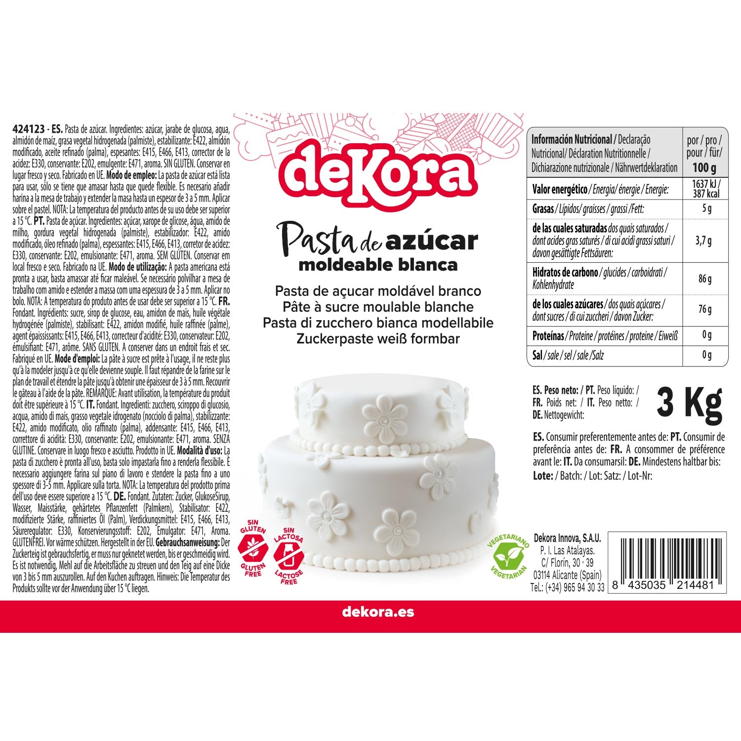 PASTA AZUCAR/FONDANT BLANCO 3KG