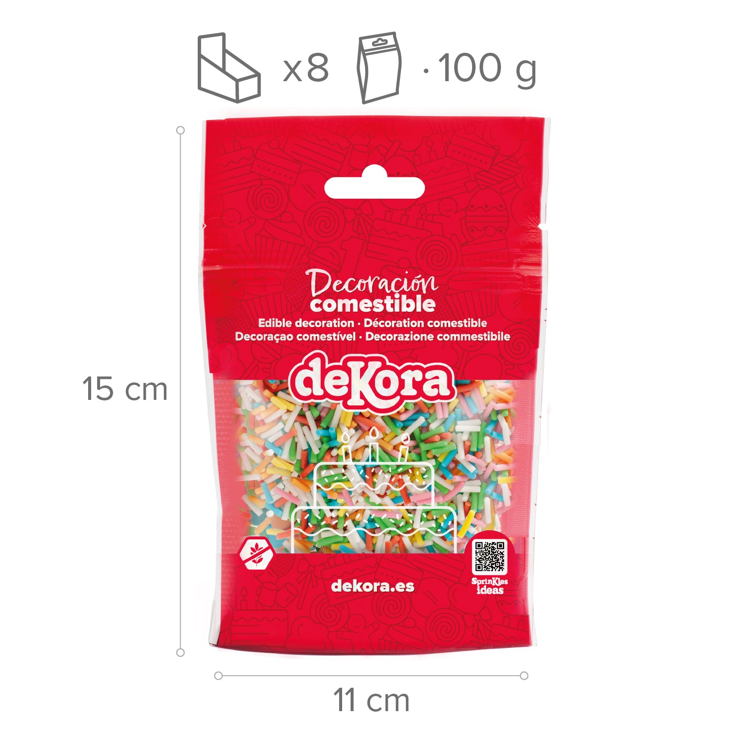 CONFETI MIX FIDEOS DE AZUCAR COLORES SURTIDOS 100GR
