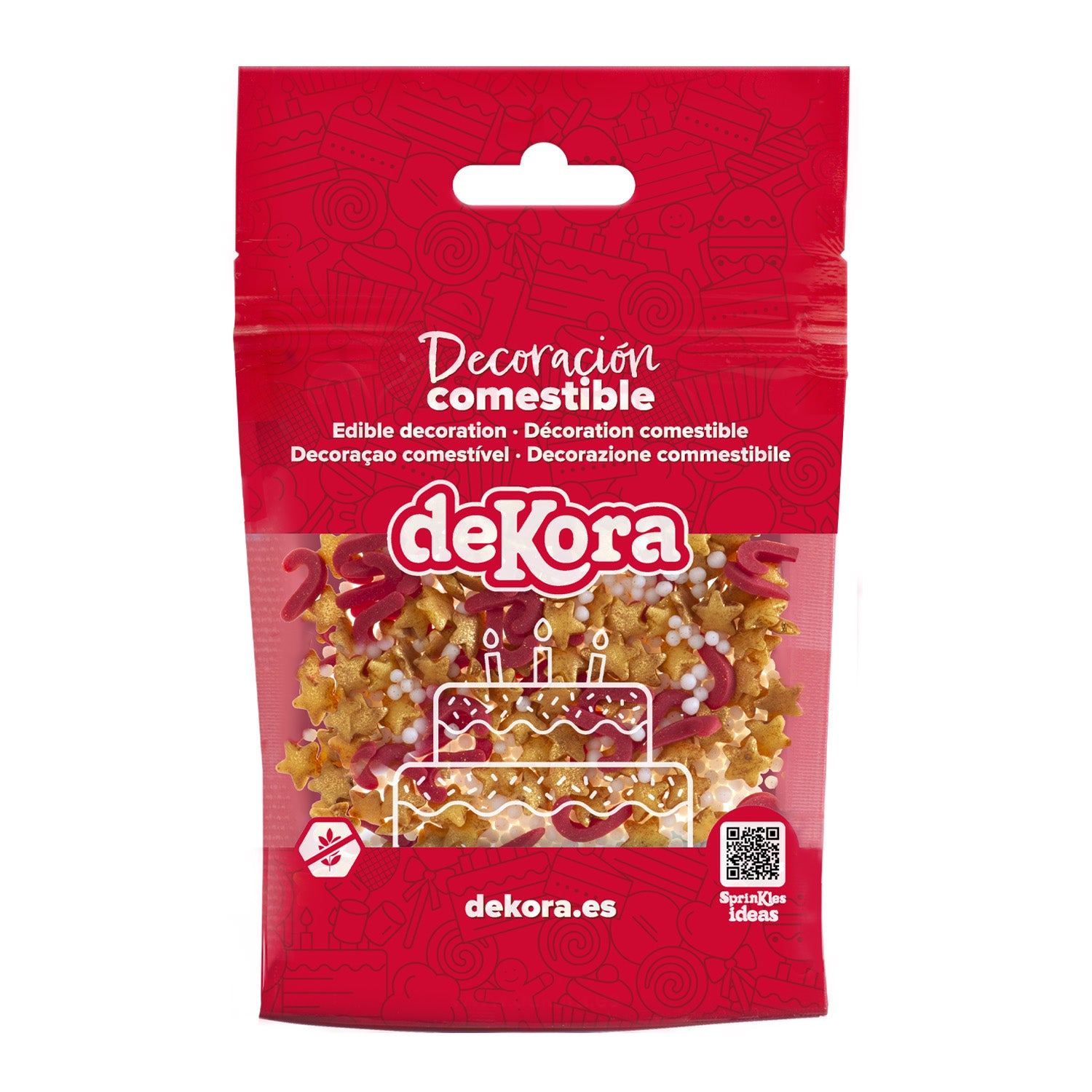 SPRINKLE MIX ESTRELLAS DORADAS Y BASTONES ROJOS 100GR