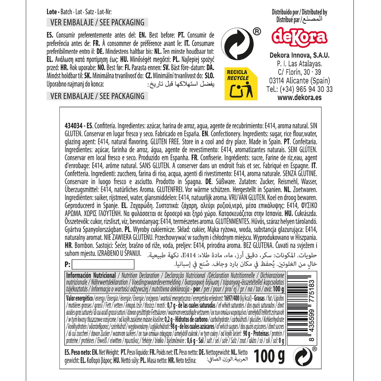 DEKOCRUNCHIES SABOR COCO 100GR COCO-LOCO