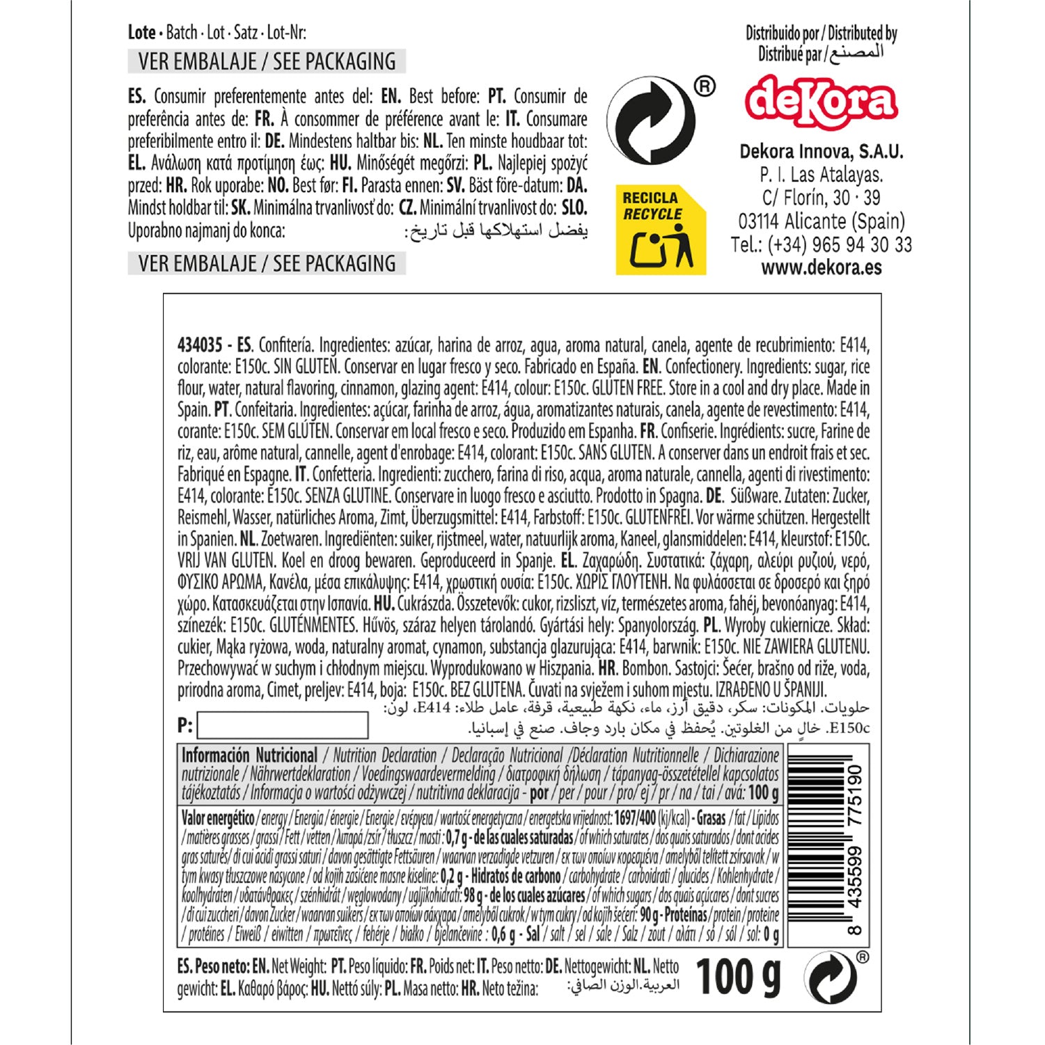 DEKOCRUNCHIES CINNAMON FLAVOUR 100GR CINNA-LOL