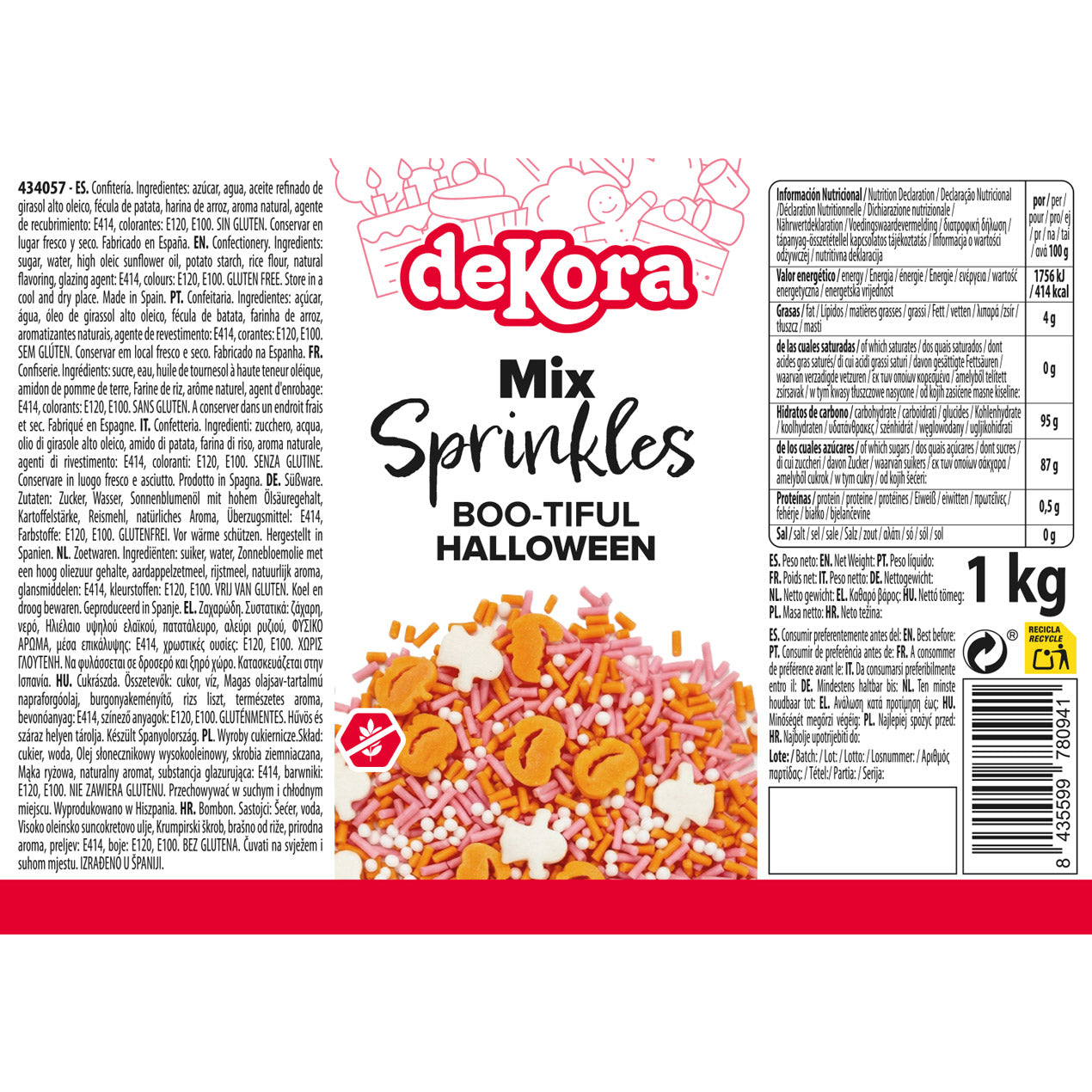 SPRINKLE MIX CALABAZA Y FANTASMA BOOTIFUL HALLOWEEN 1KG