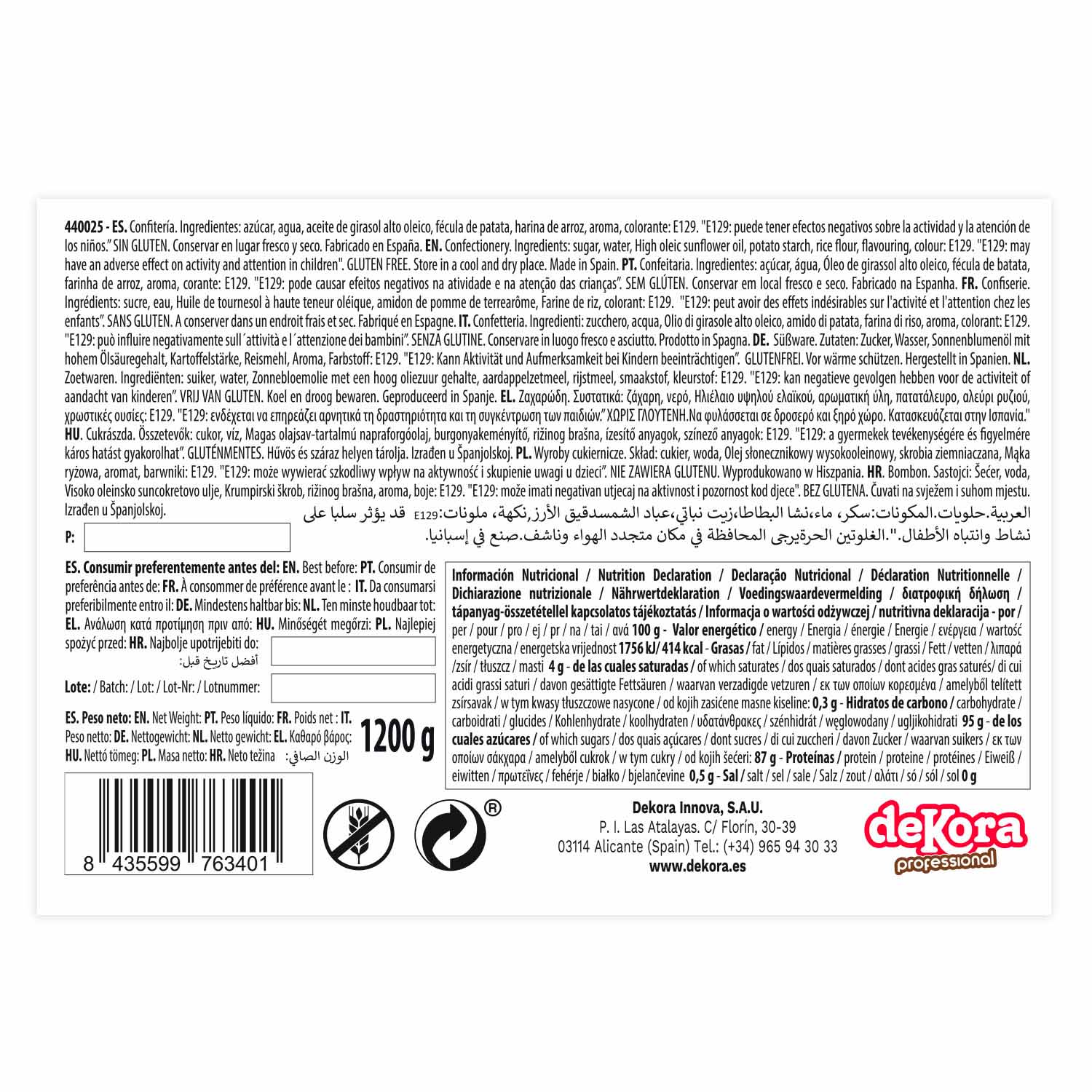 FIDEO DE AZUCAR ROJO 1.2KG