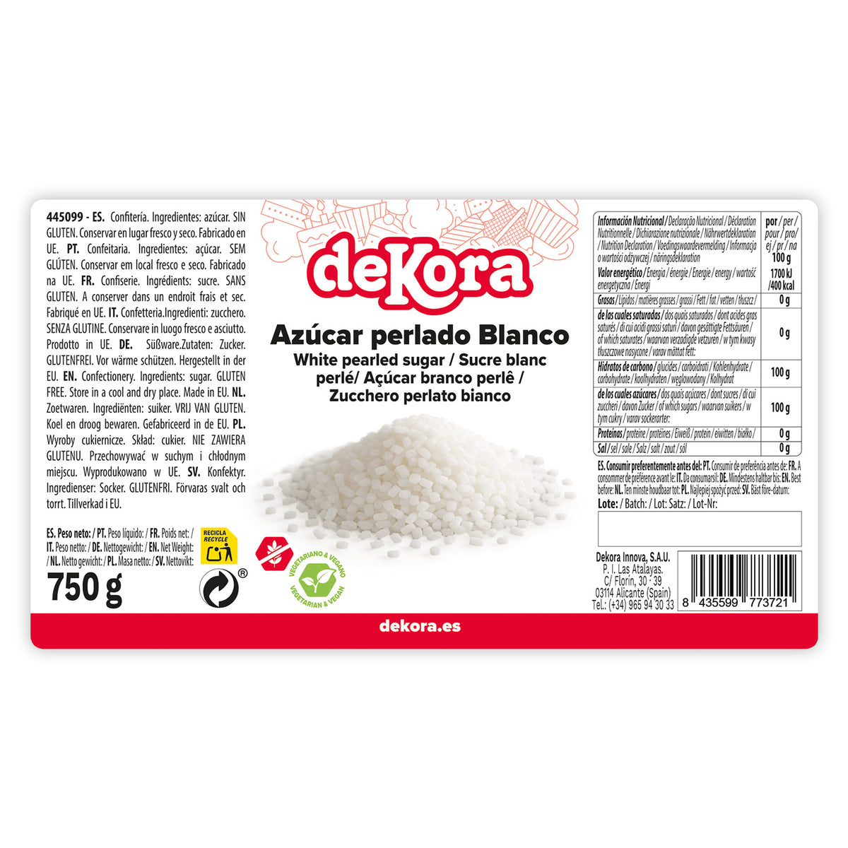 AZÚCAR PERLADO BLANCO 750GR
