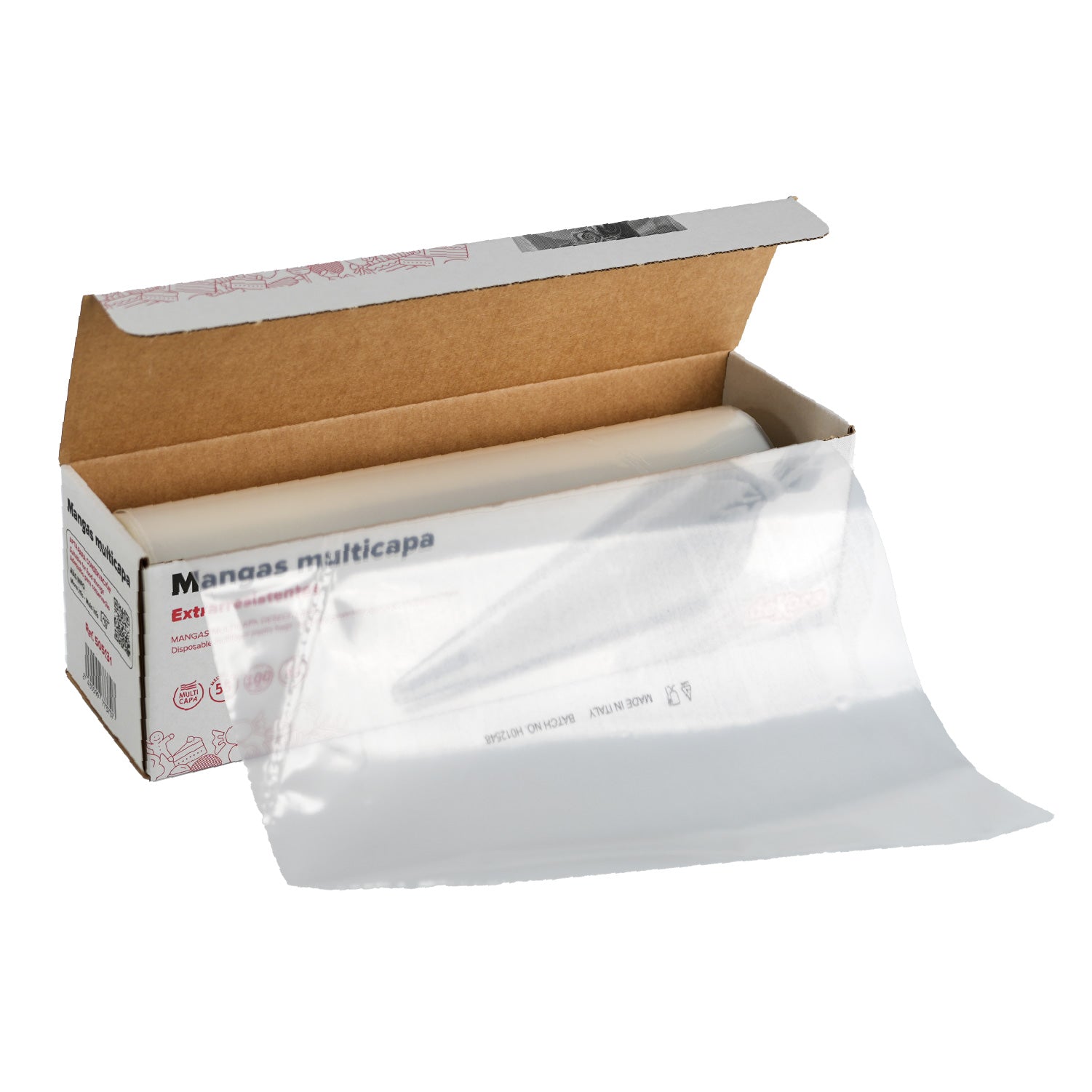 MANGA DESECHABLE TRANSP. MULTICAPA 55CM 100 UDS -80 MICRAS