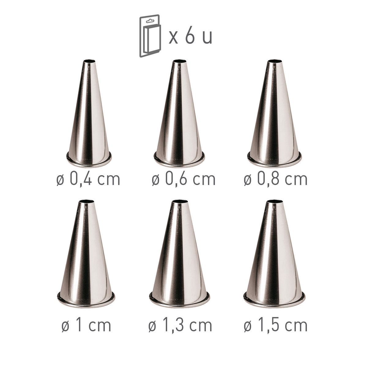 SET BOQUILLAS 6 PZAS.ACERO INOX. LISAS