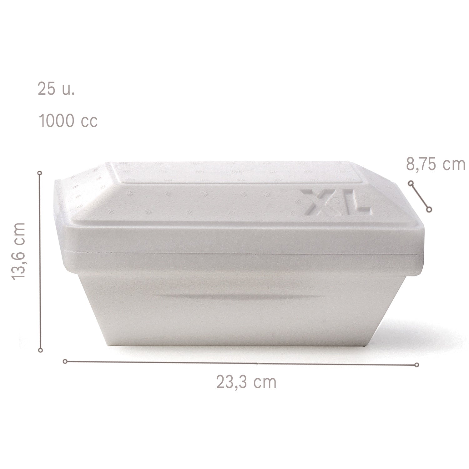 CUBETAS PORTAHELADOS 1000CC:23,3 X 13,6 CMH8,75CM - 50 UDS