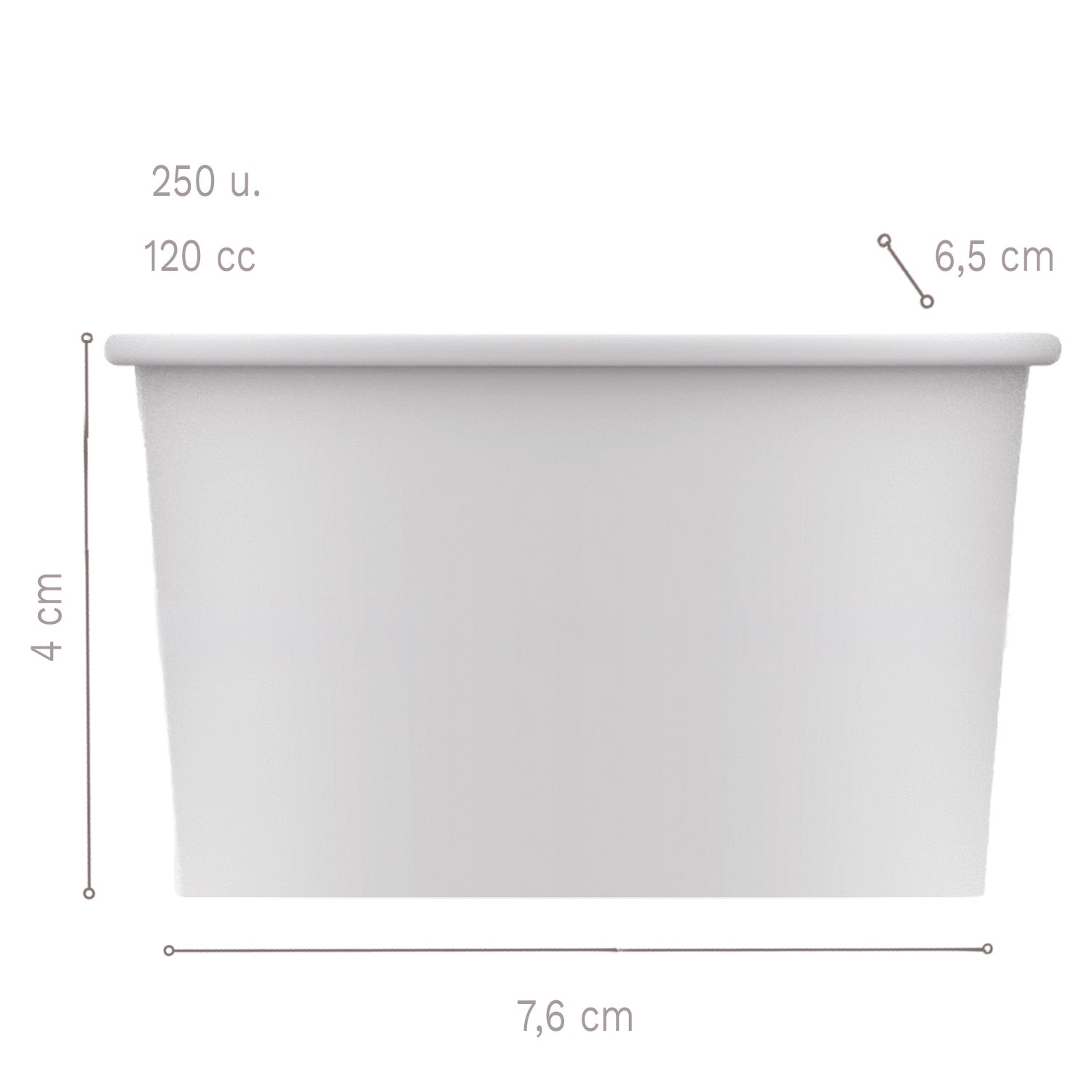 TARRINAS PAPEL PARA HELADO  7,6X6,5XH4CM - 120 CC - 250 UD