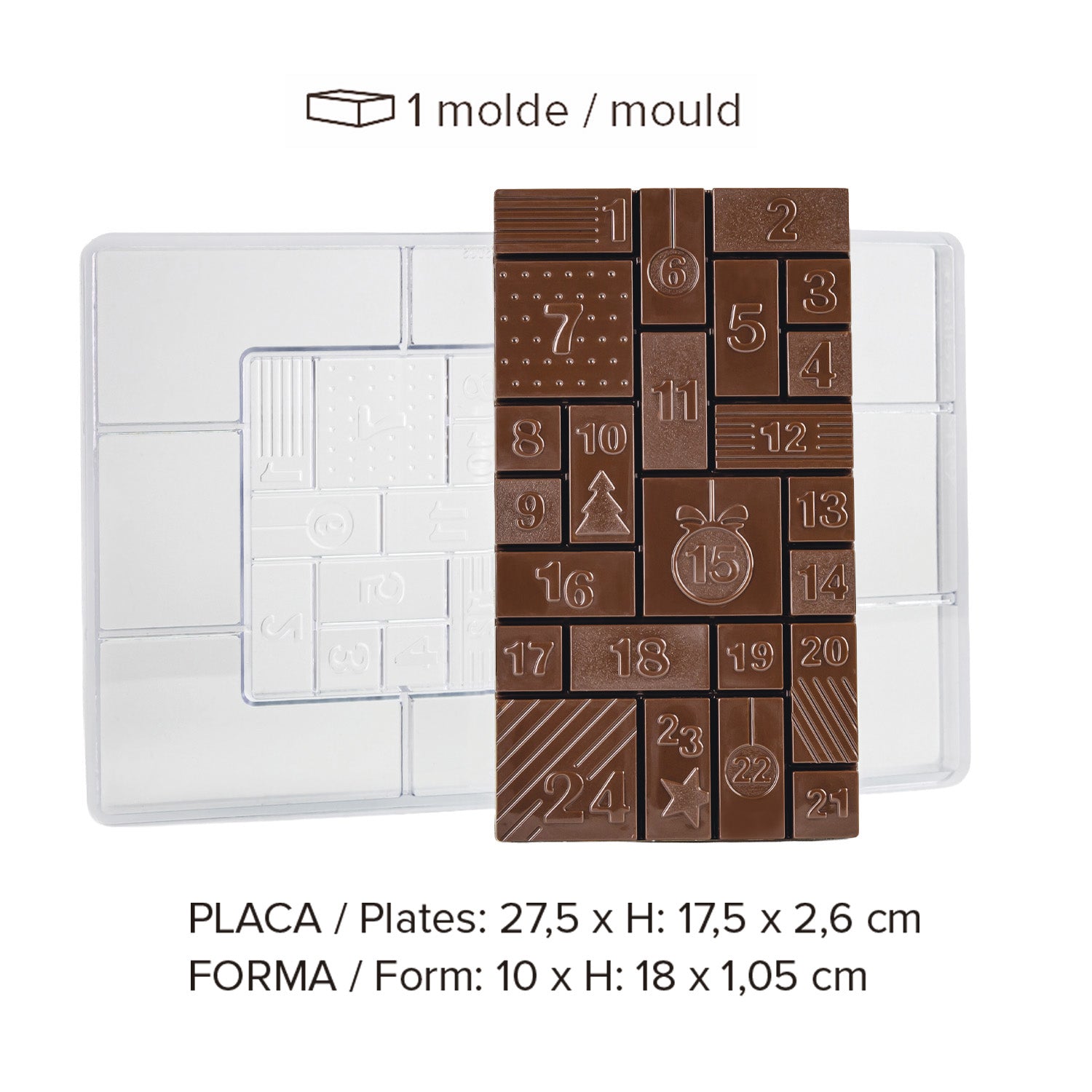 MOLDE POLICARBONATO CALENDARIO DE ADVIENTO 100X180H 10,5 MM