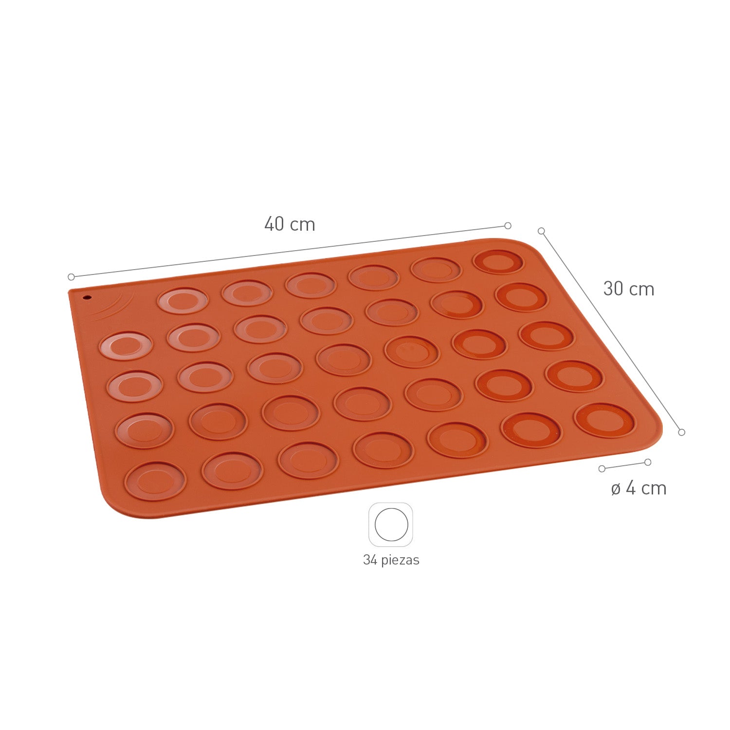 TAPETE SILICONA MACARONS 30X40CM | 34 PIEZAS Ø 40MM