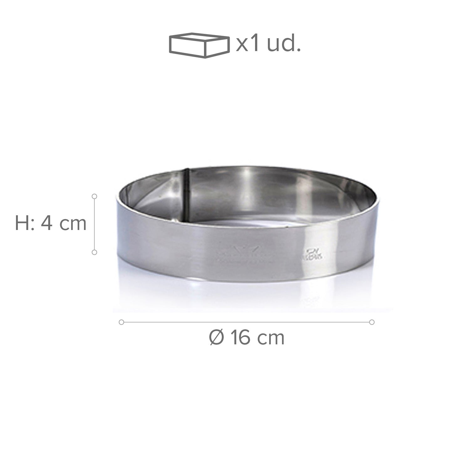 MOLDE ARO ACERO INOX.DIAM 16H4CM