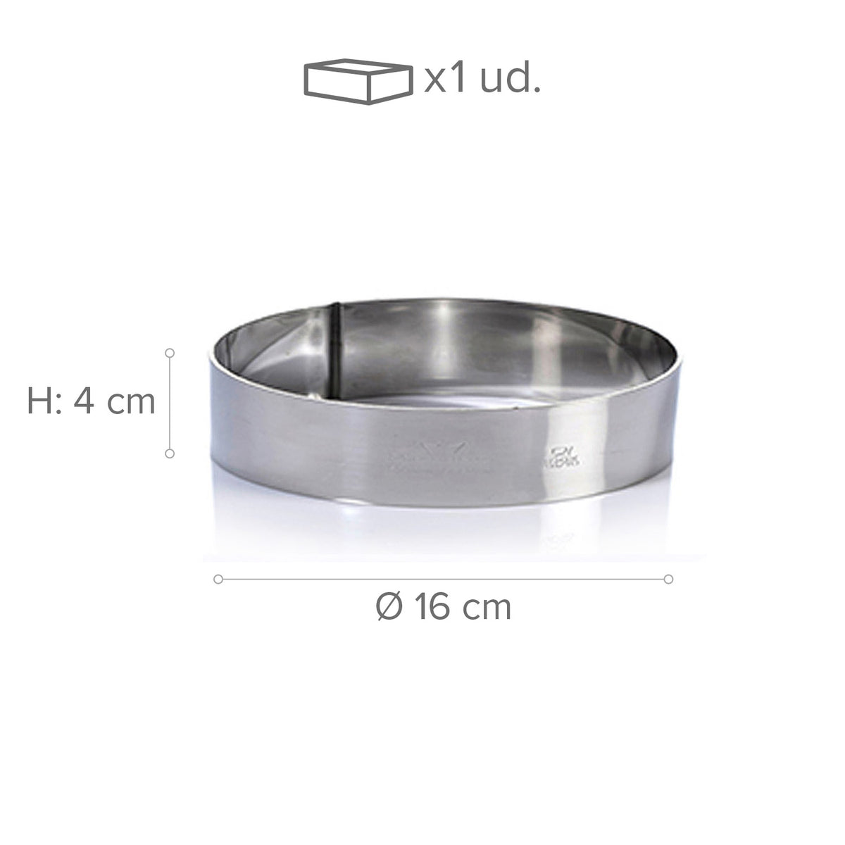 MOLDE ARO ACERO INOX.DIAM 16H4CM