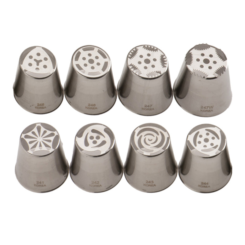 KIT 8 BOQUILLAS RUSAS DE ACERO INOXIDABLE Ø 2.7X4CM