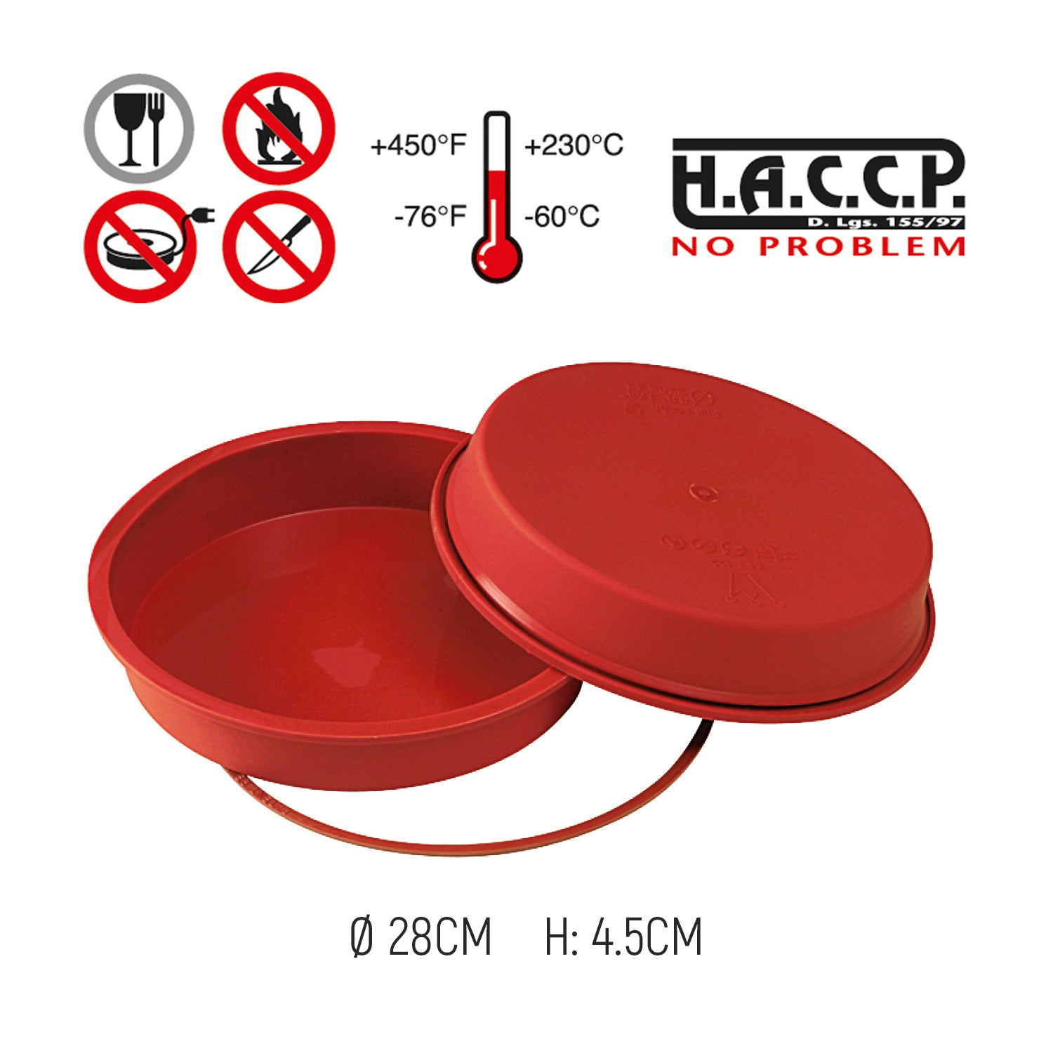 MOLDE SILICONA TARTAS REDONDO CON SAFE RING Ø 28 H 4.5CM