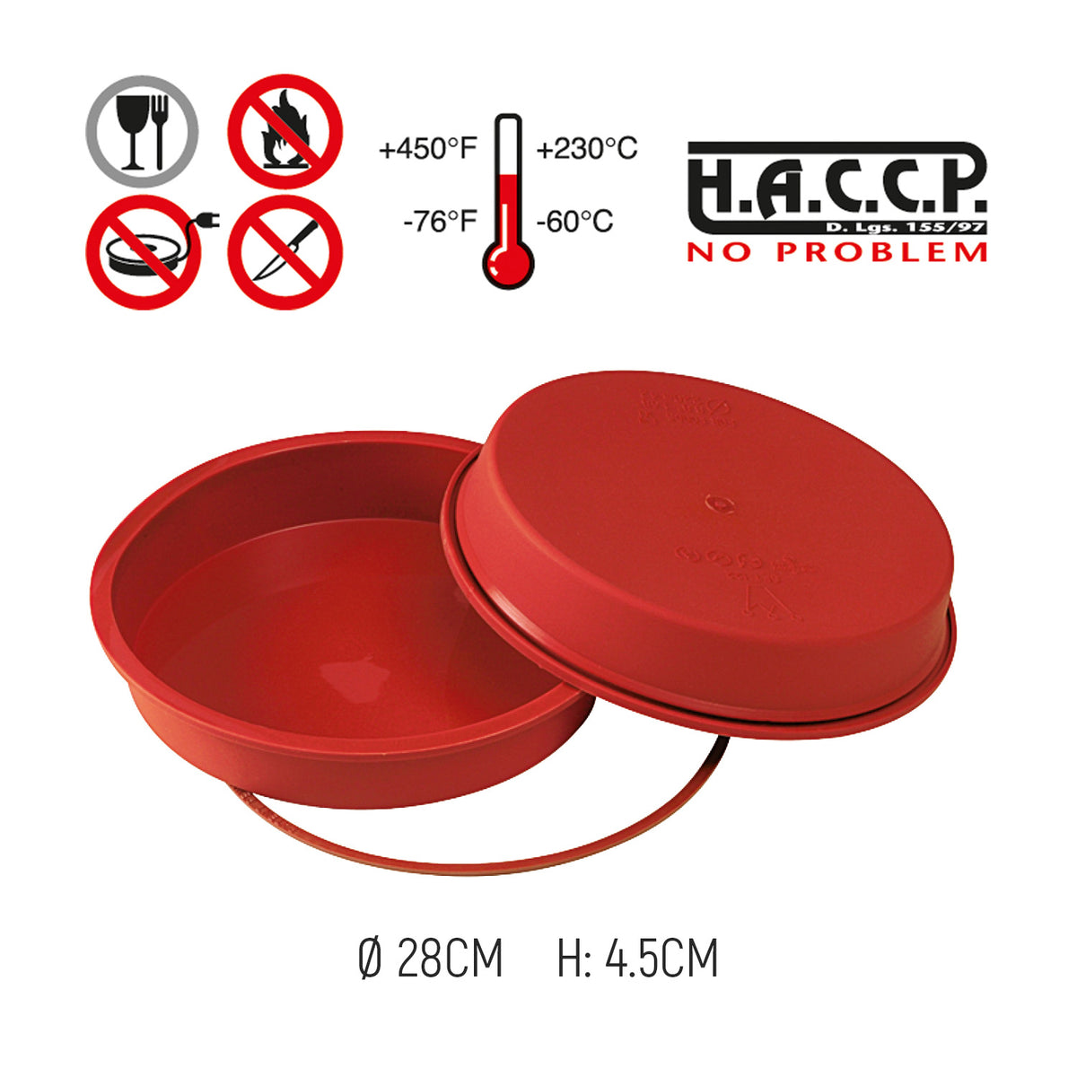 MOLDE SILICONA TARTAS REDONDO CON SAFE RING Ø 28 H 4.5CM
