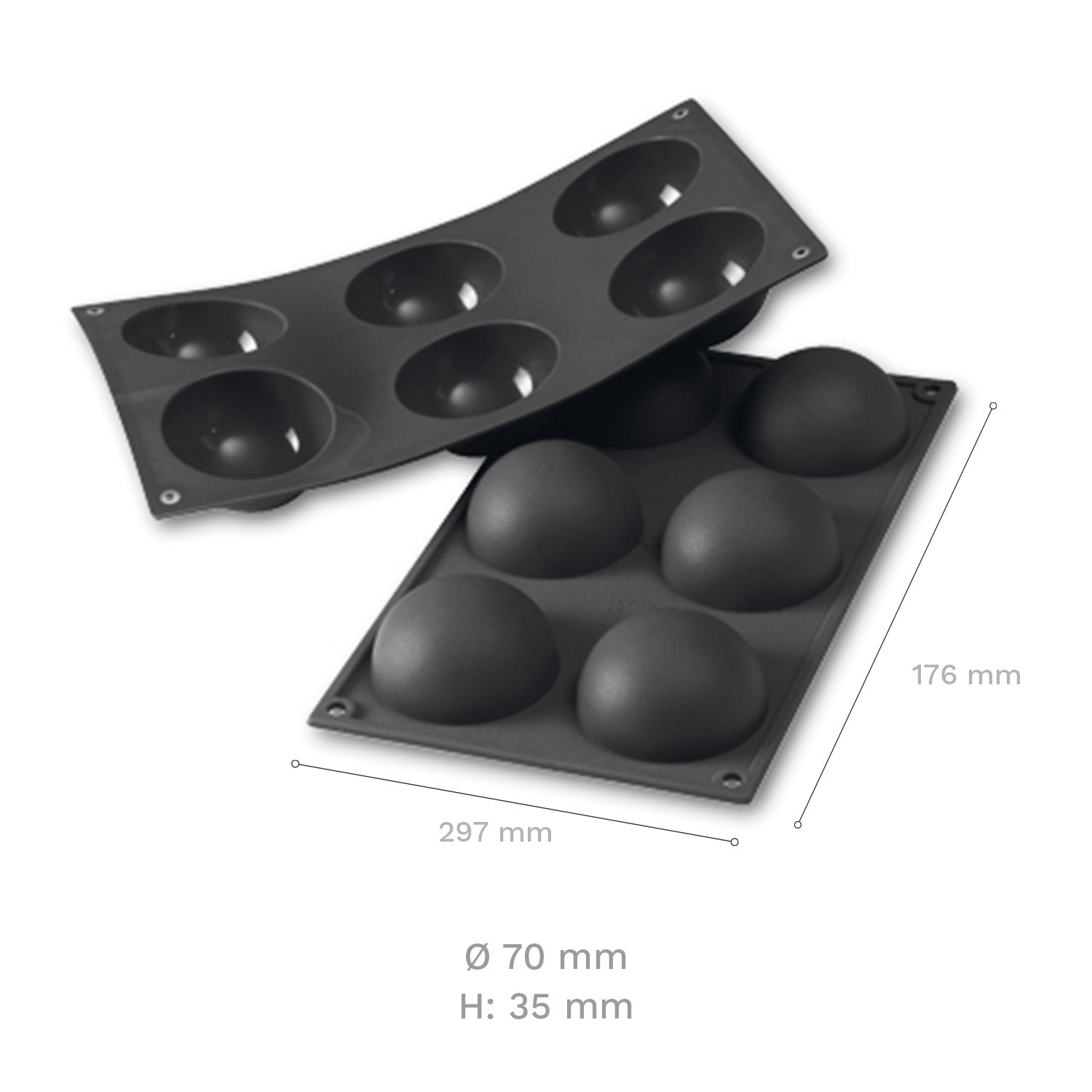 6 MOLDES SEMIESFERA 70X35MM