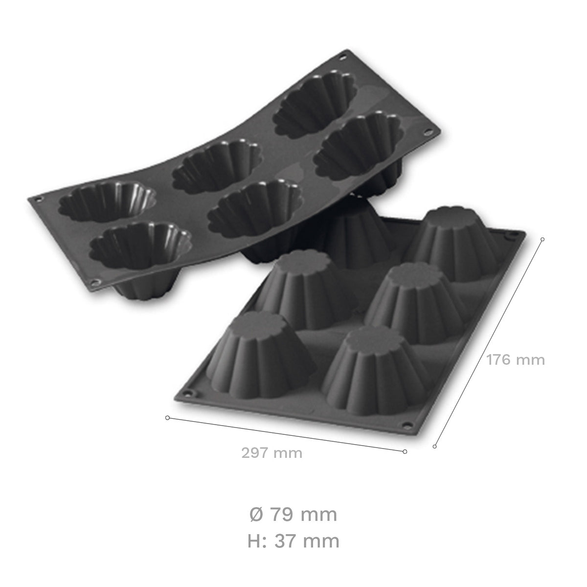 MOLDE SILICONA 6  BRIOCHES D79 H37MM
