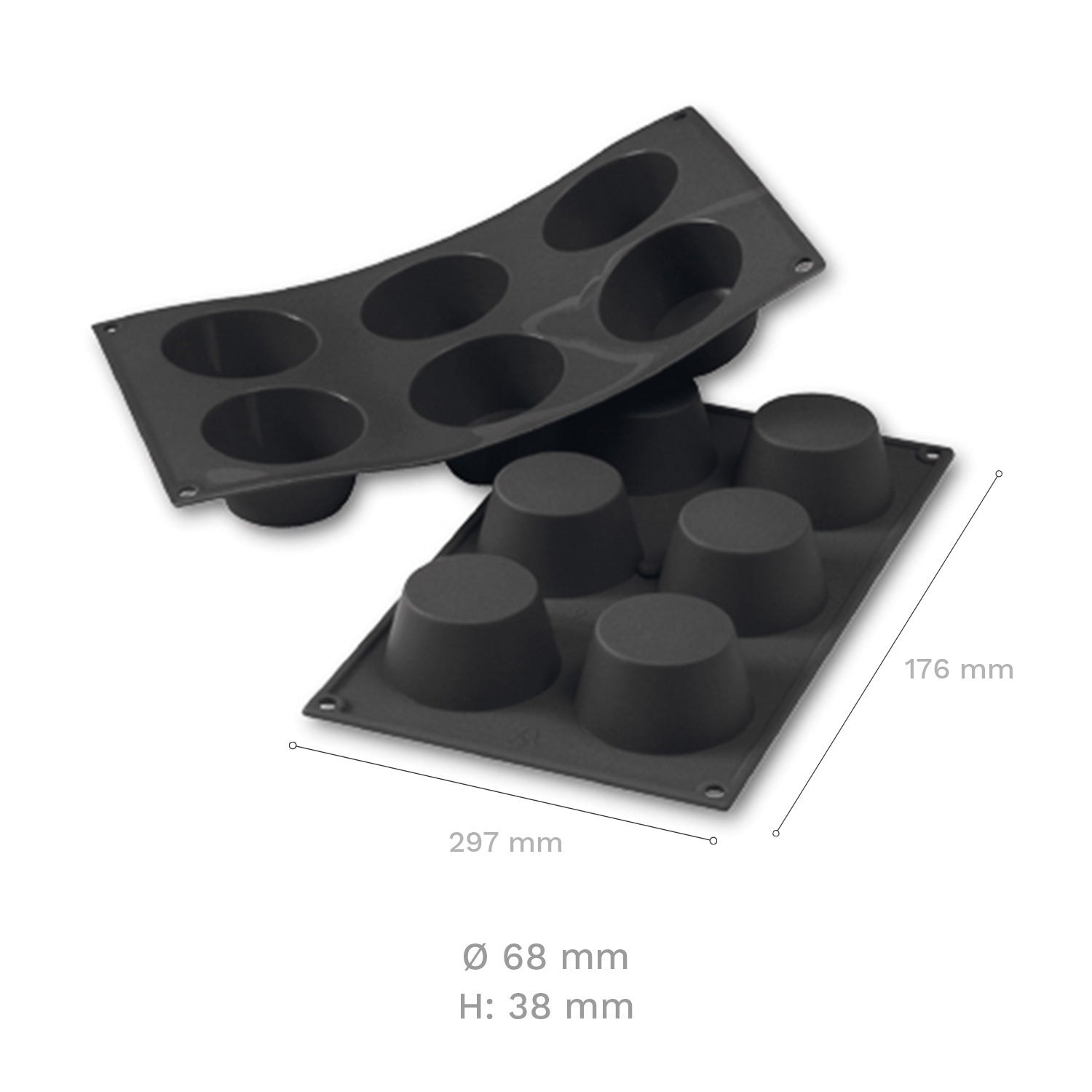 MOLDE SILICONA 6 MUFFINS GRANDE D68 MM H38 MM