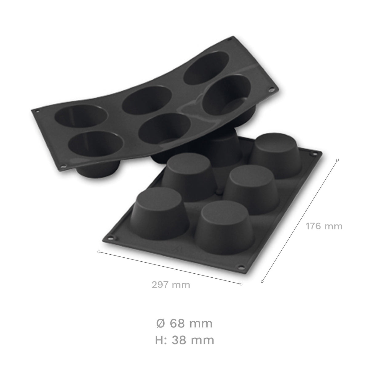 MOLDE SILICONA 6 MUFFINS GRANDE D68 MM H38 MM