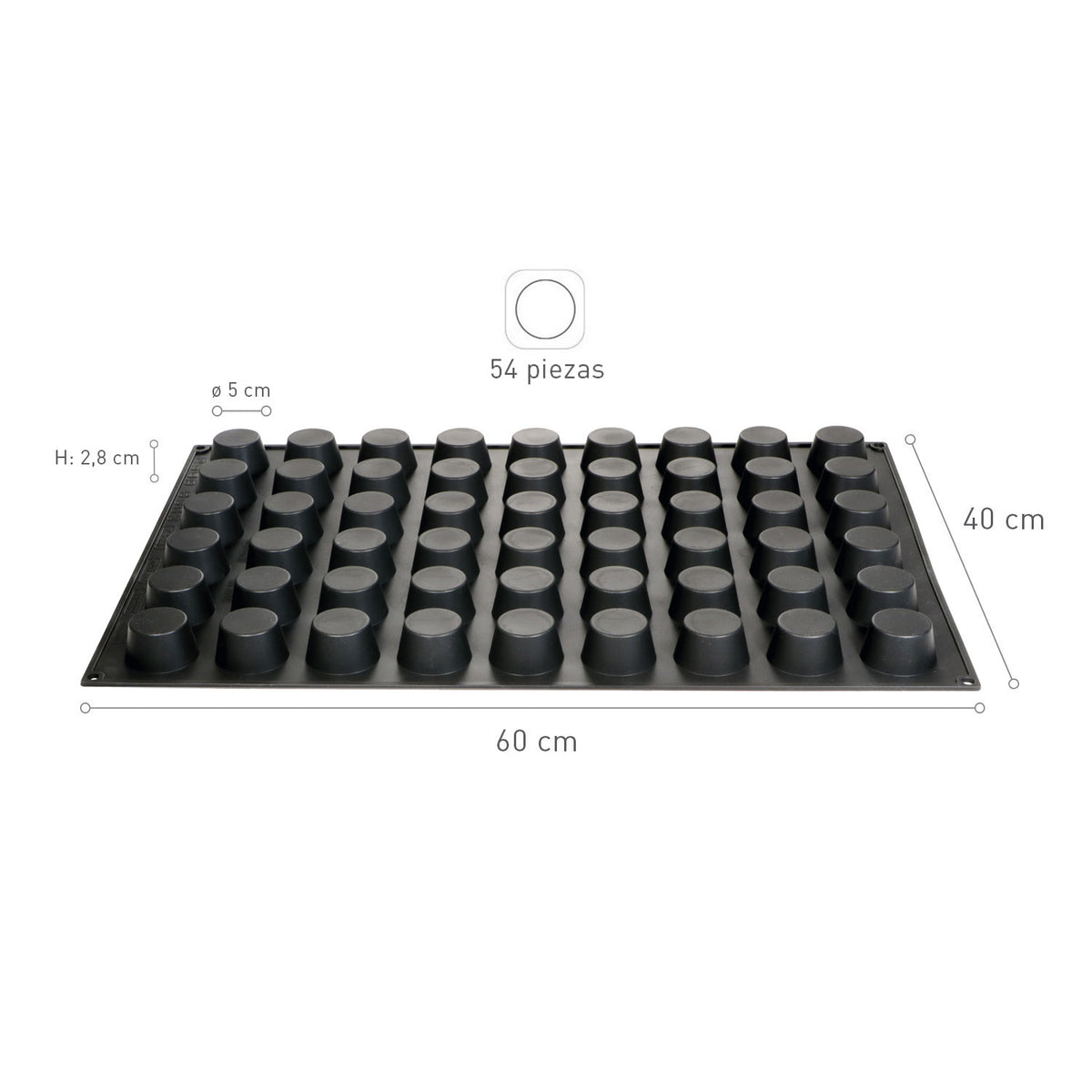 MOLDE SILICONA 54 MINI MUFFINS Ø 50MM H28MM | 60X40CM