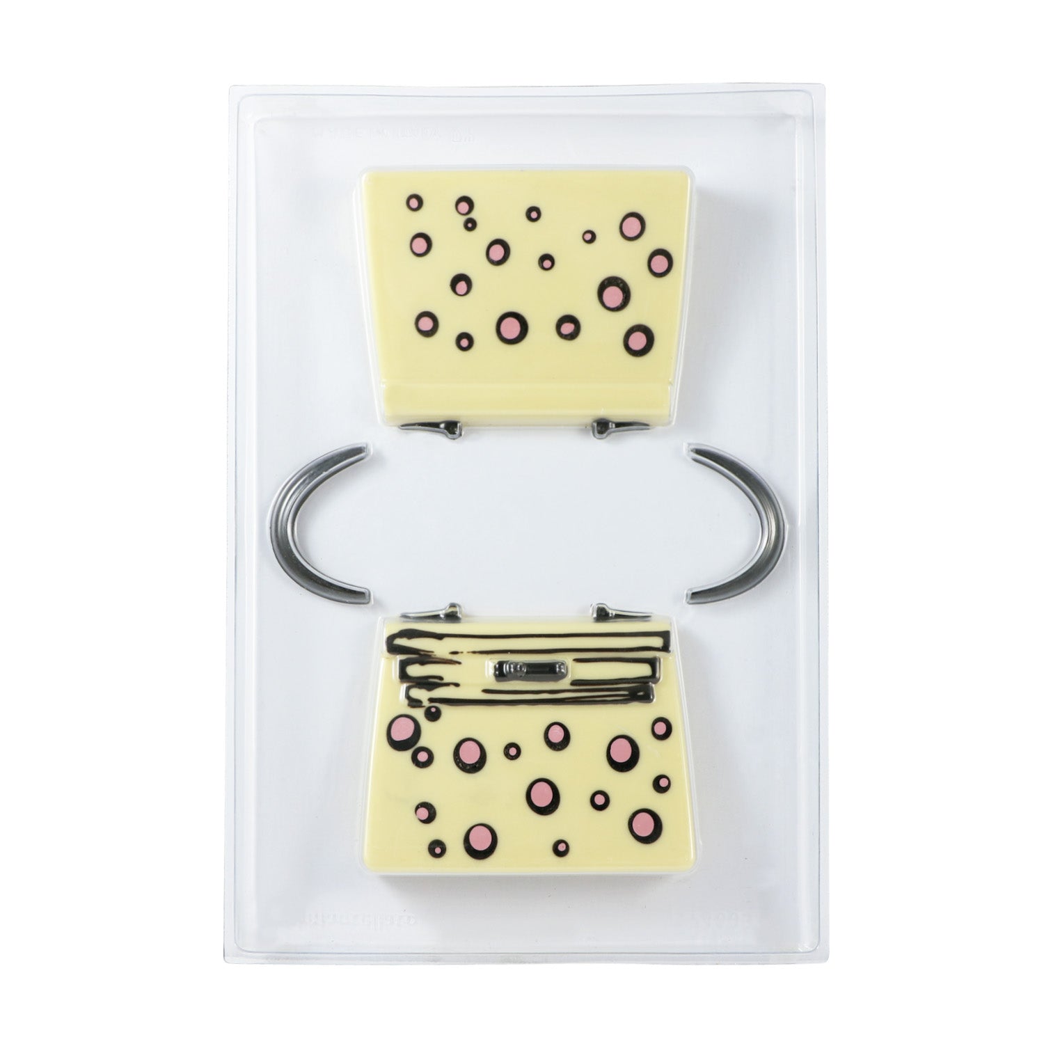JUEGO 2 MOLDES PLASTICO TERMOFORMADO BOLSO 119X52 H126MM