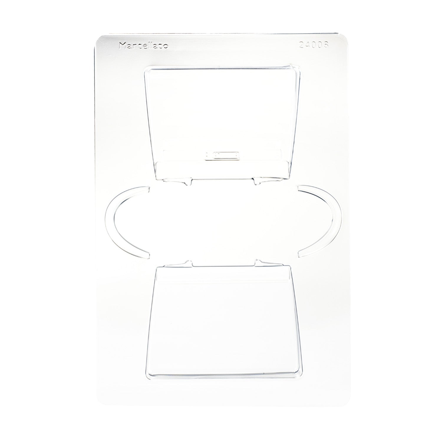 JUEGO 2 MOLDES PLASTICO TERMOFORMADO BOLSO 119X52 H126MM