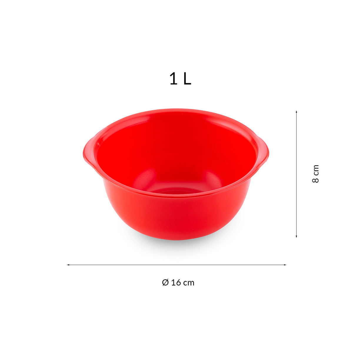 BOL PLASTICO ROJO CON ASAS | 1L Ø 16CM H 8CM