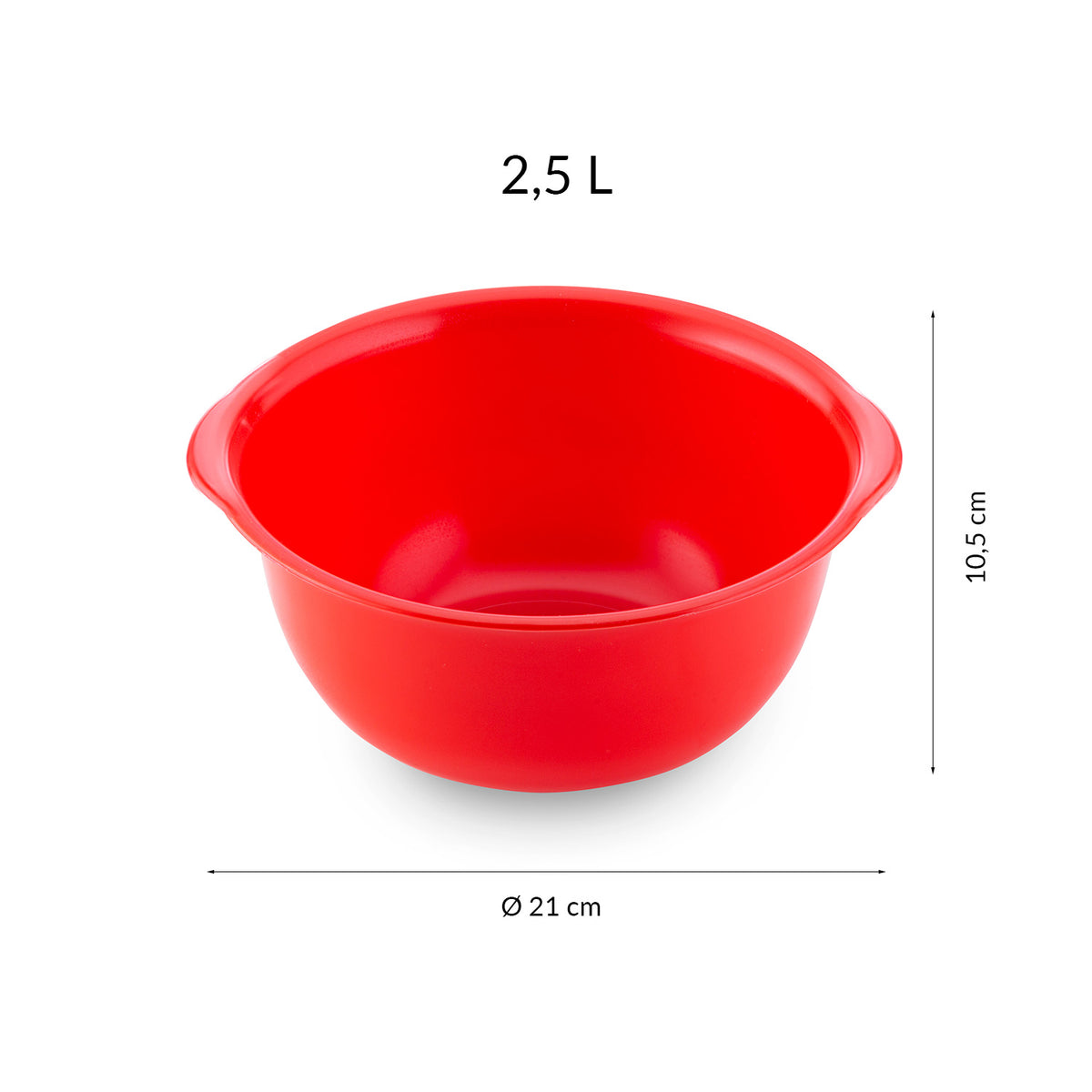 BOL PLASTICO ROJO CON ASAS | 2.5L Ø 21CM H 10.5CM