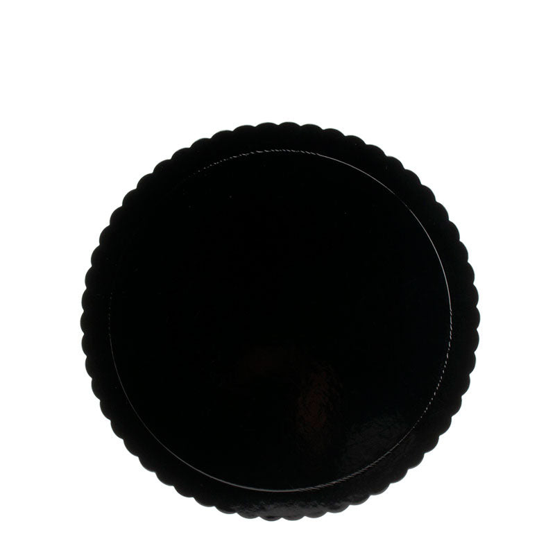 SCALLOPED BLACK CAKE BOARD Ø 25 CM H 3 MM