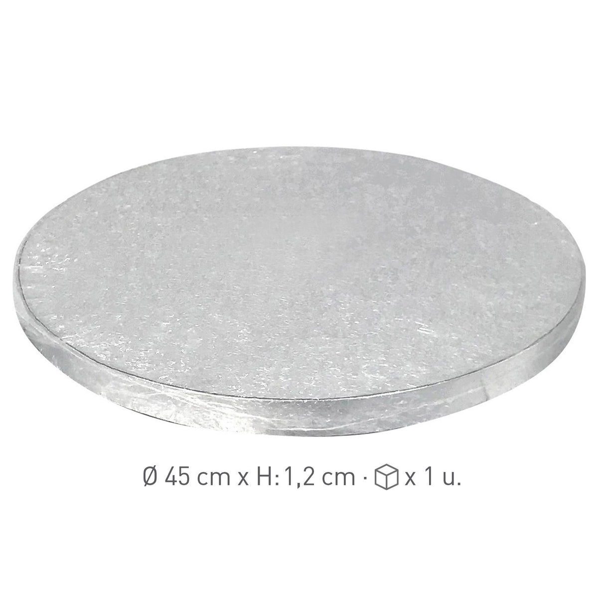 ROUND SILVER CAKE BOARD Ø 45 CM H 1,2 CM